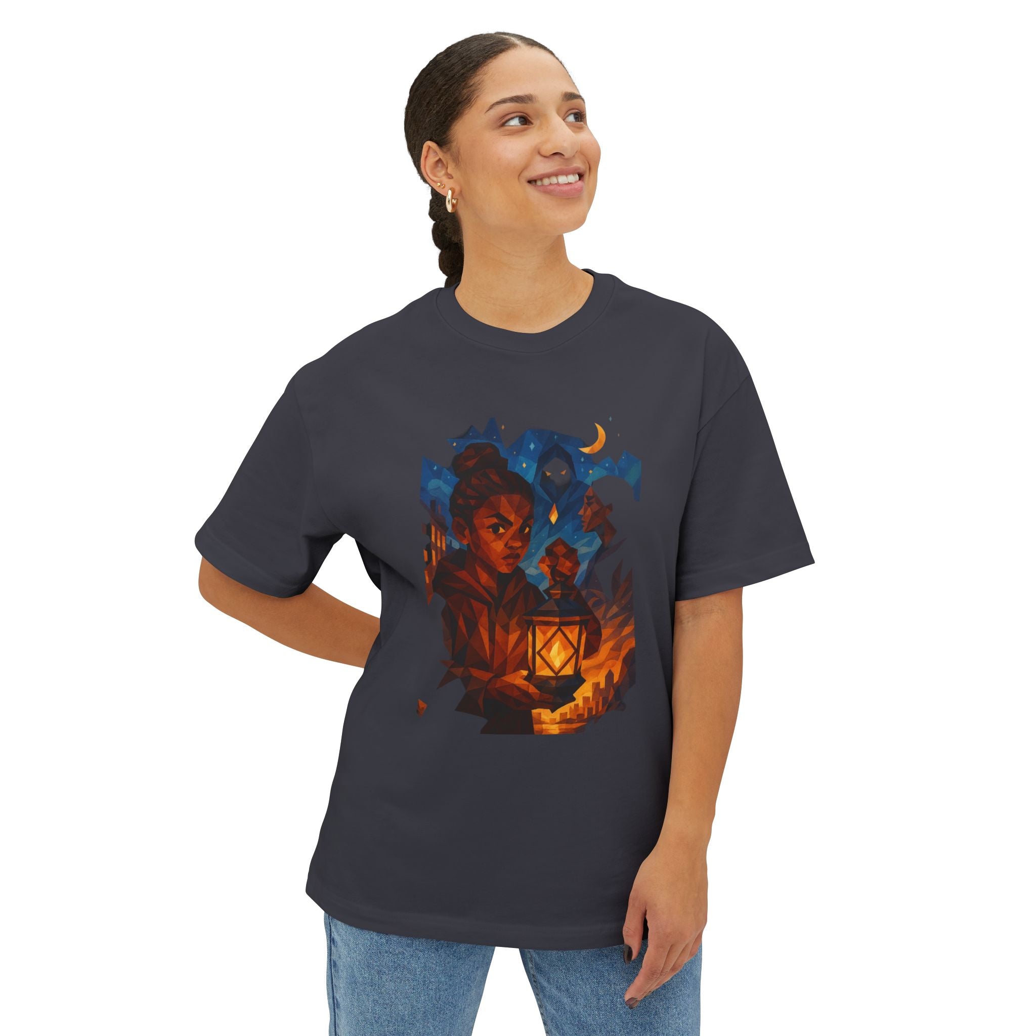 PRB Lantern Night Graphic Tee — Mystical Night Walk Art T-Shirt by Power Runs Black