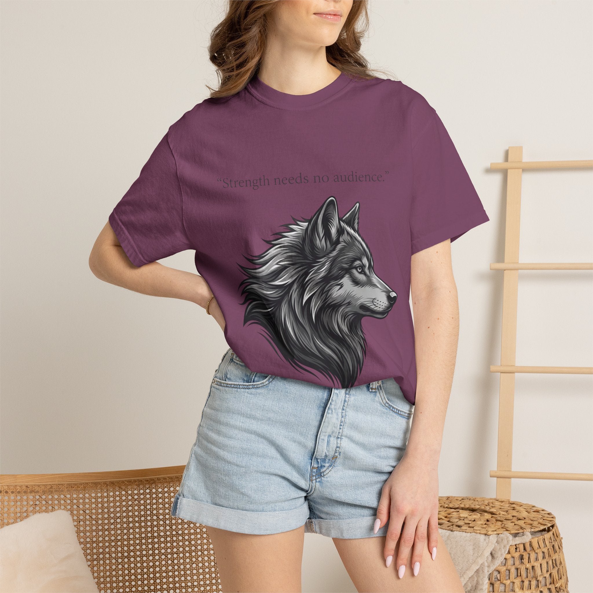 PRB Wolf Head T-Shirt — "Strength needs no audience" Inspirational Graphic Tee by Printify