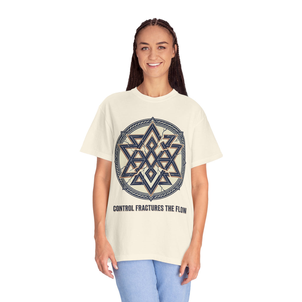 Power Runs Black PRB Geometric Star Mandala T-Shirt — "Control Fractures the Flow" Graphic Tee by Power Runs Black