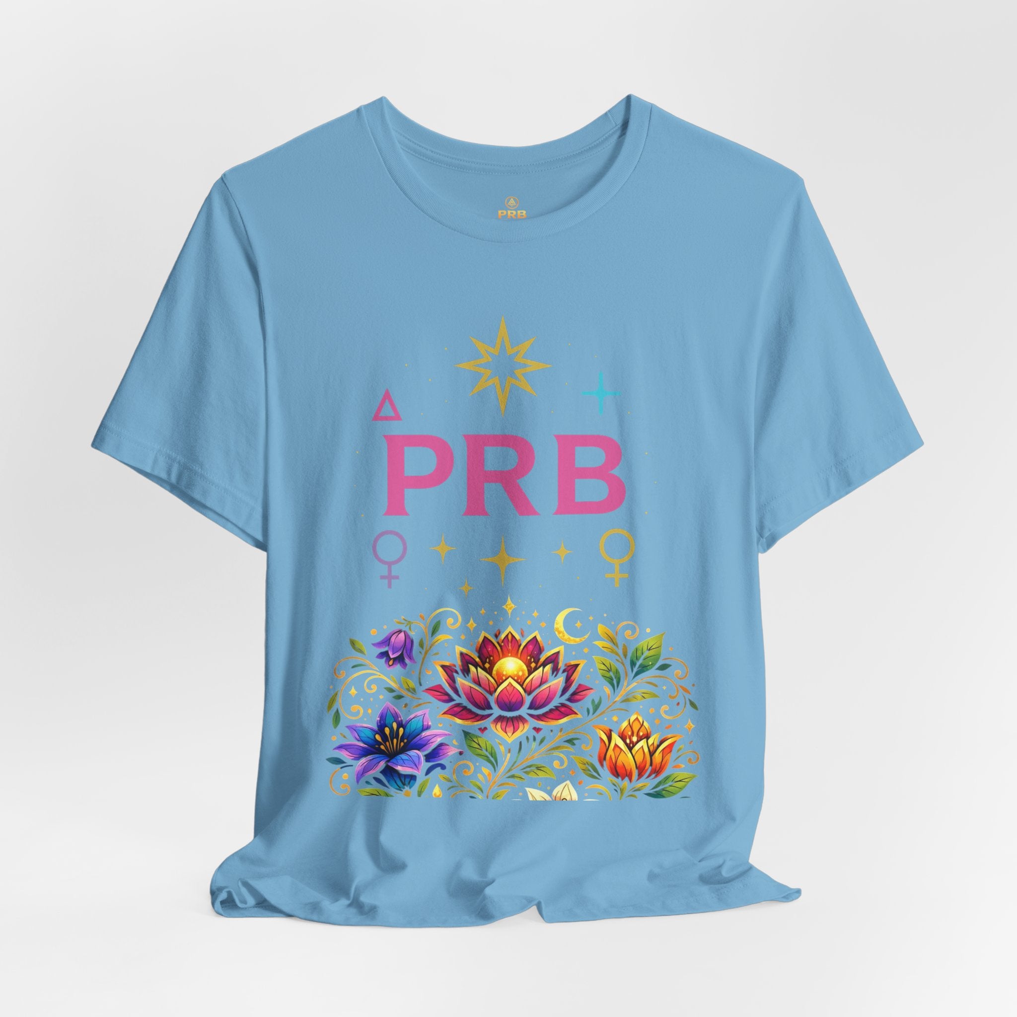 Pretty Rich Bitch The Collection by PRB Floral Lotus T‑Shirt — Colorful Spiritual Symbol Tee by Power Runs Black