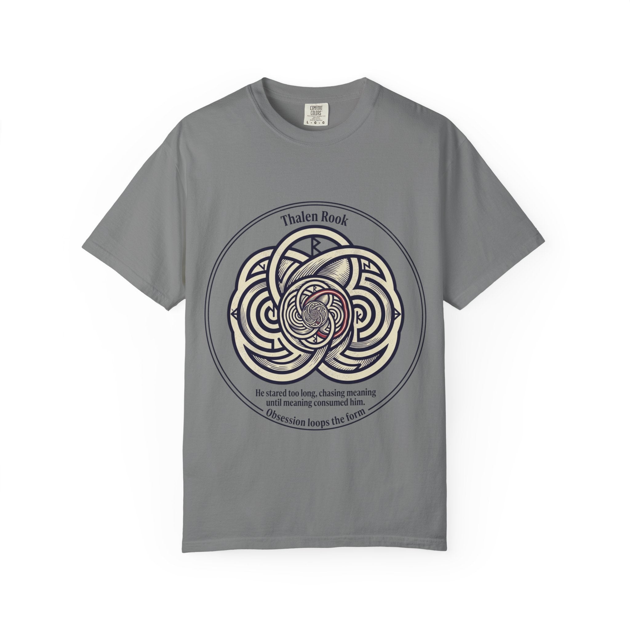 Power Runs Black PRB Thalen Rook Celtic Knot Graphic T-Shirt — "He stared too long..." Quote Tee by Printify