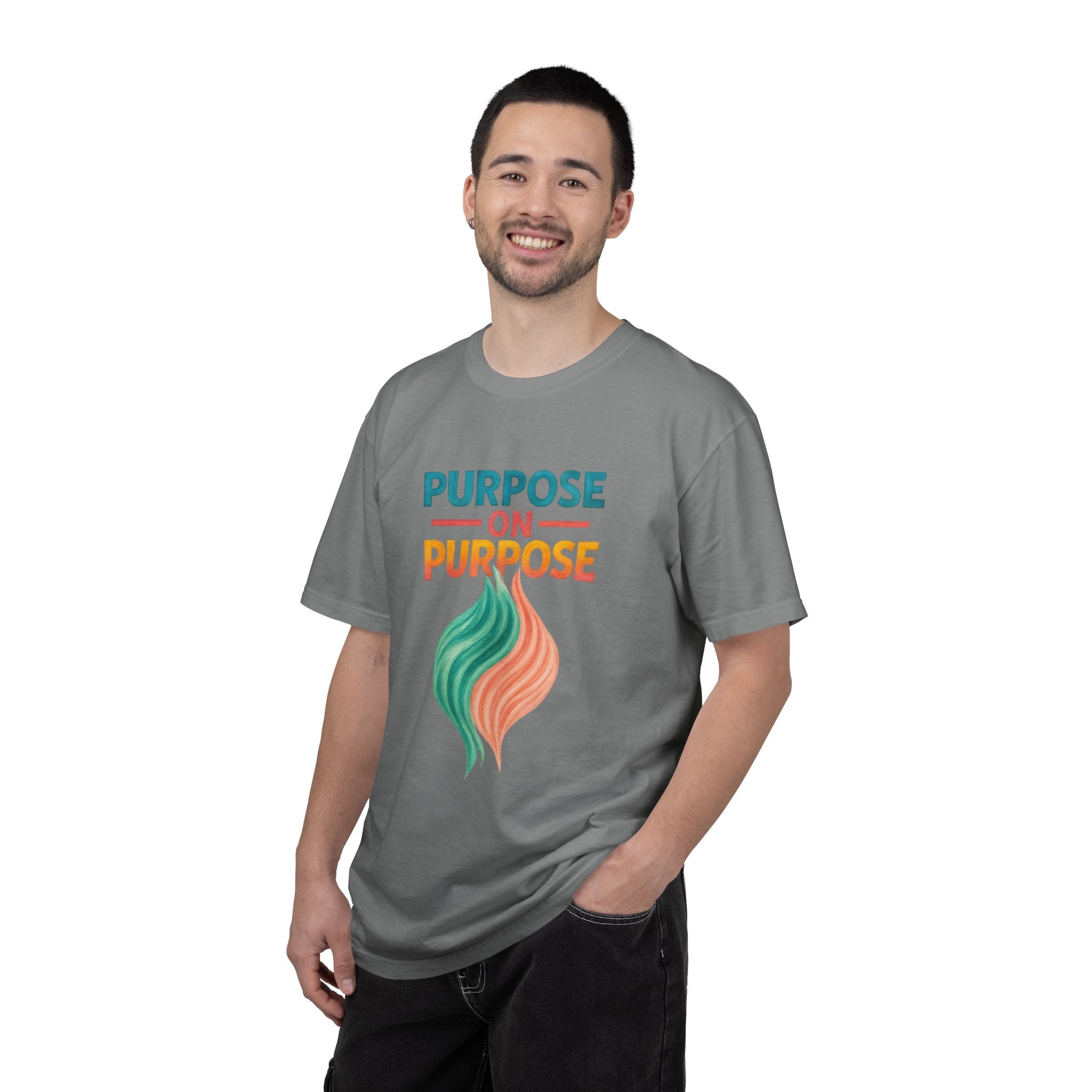 PRB Purpose On Purpose T-Shirt — Inspirational Graphic Tee with Abstract Wave Design by Power Runs Black