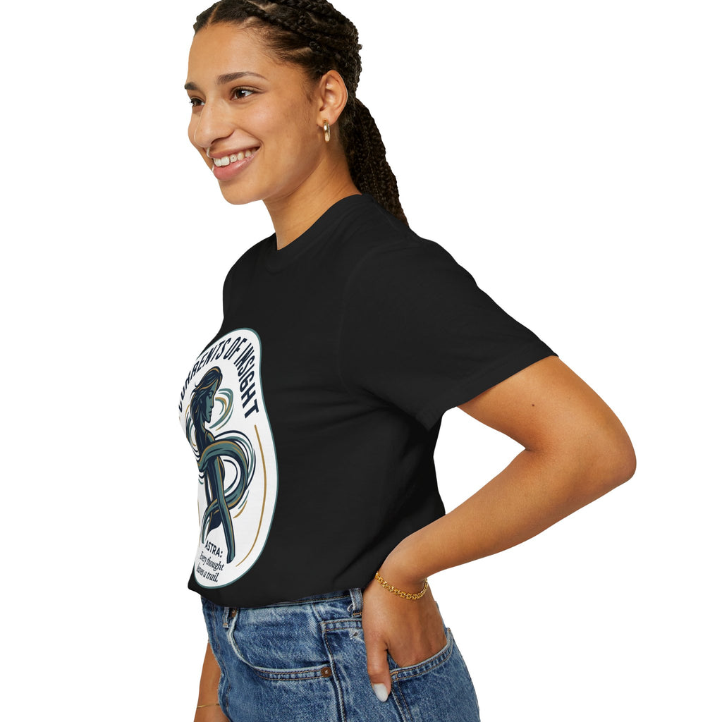 Power Runs Black Currents of Insight T-Shirt — 'Astra: Every thought leaves a trail' Graphic Tee by Power Runs Black