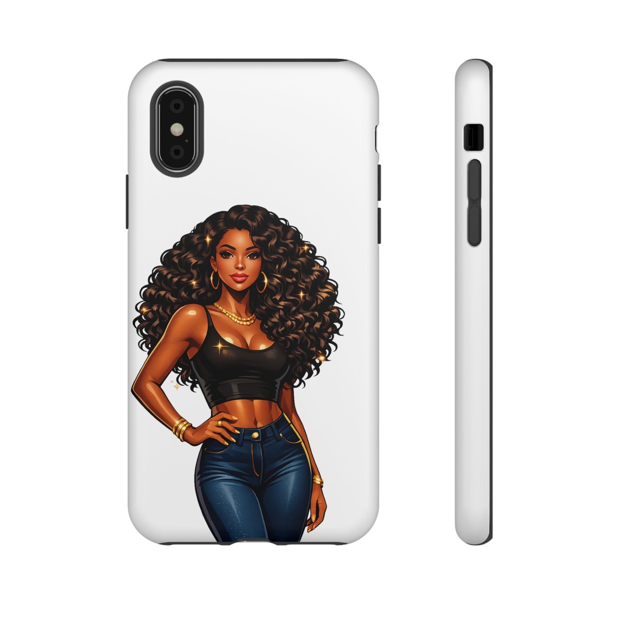 Pretty Rich Bitch by PRB Curly Hair Phone Case by Power Runs Black