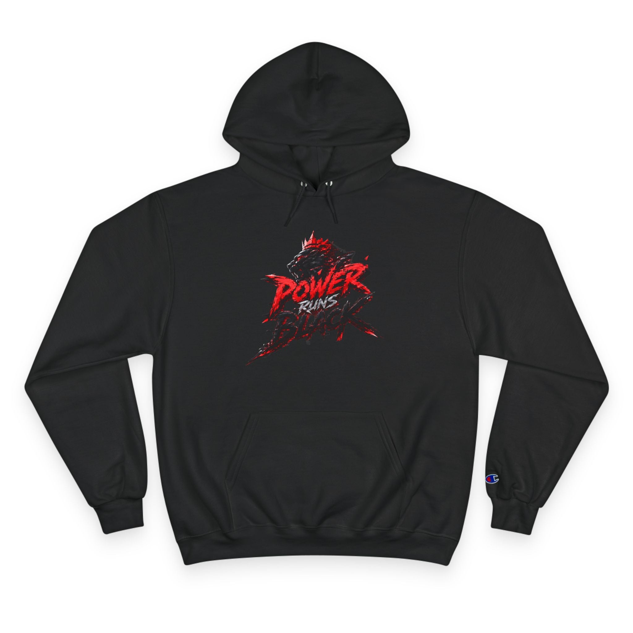 Power Runs Black logo hoodie | Flame crest design by Power Runs Black