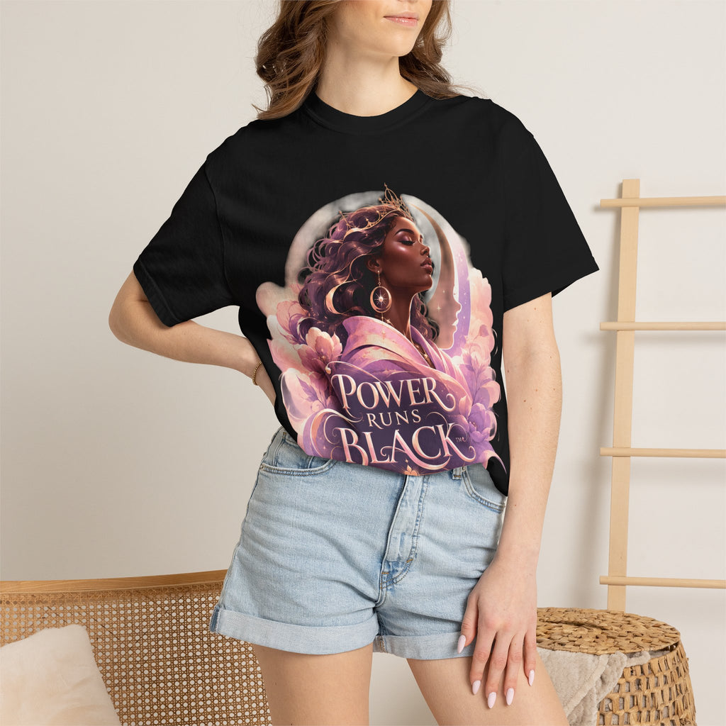 Power Runs Black graphic tee | Black woman portrait, Afro empowerment shirt by Power Runs Black