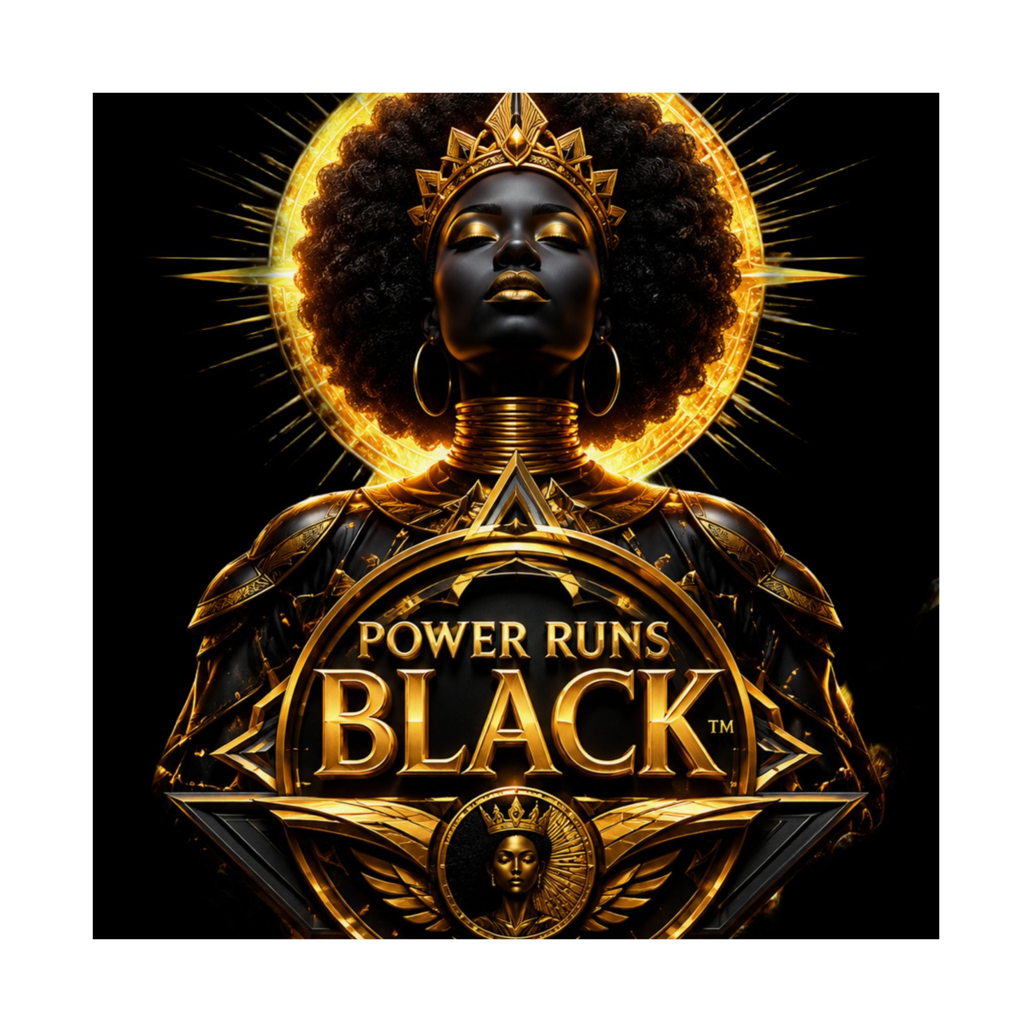 Power Runs Black Matte Poster — "Power Runs Black" Afrocentric Goddess Wall Art by Power Runs Black