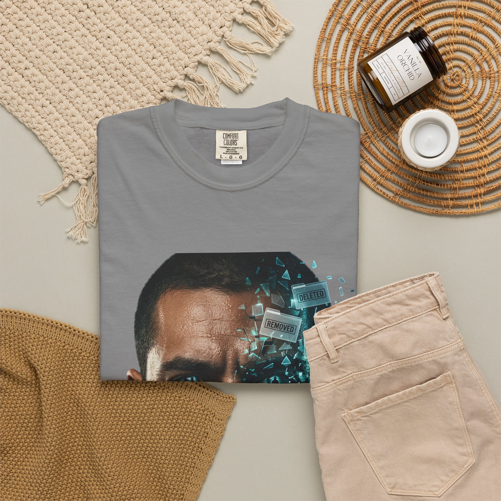 Syndication Loop Cyberpunk Portrait Tee — Tech-Noir Graphic T-Shirt | Power Runs Black by Printify