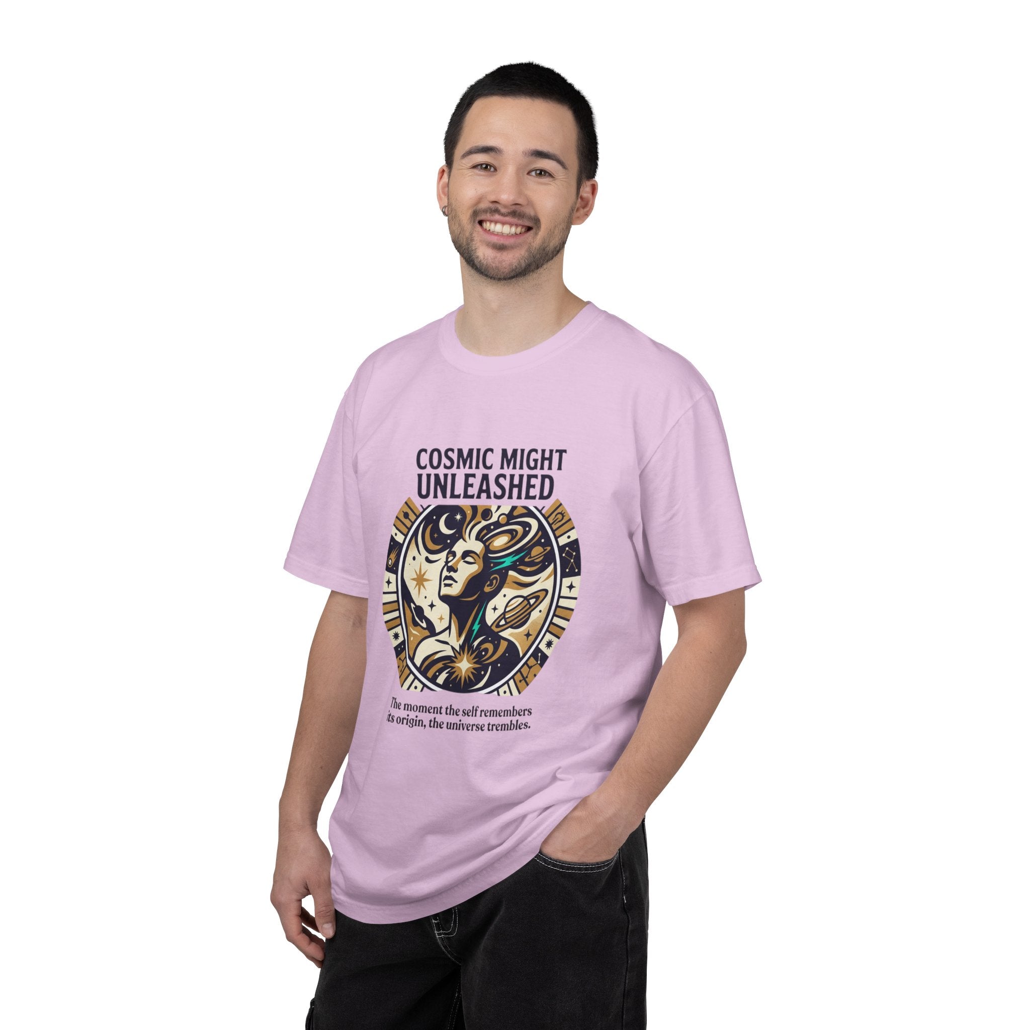 PRB Starforged Flex Cosmic Might Unleashed Graphic T-Shirt — Celestial Stag Astrology Tee by Power Runs Black