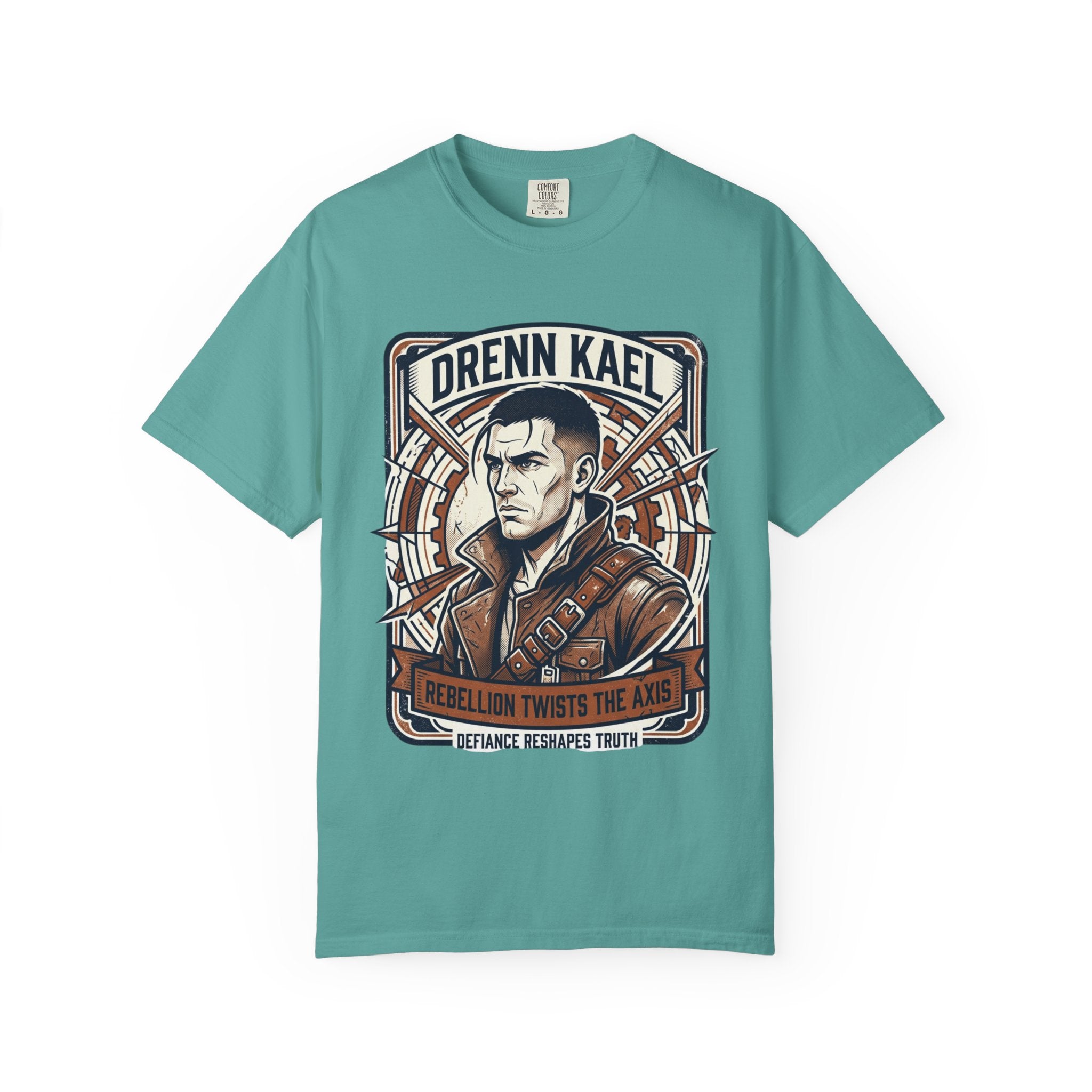 Power Runs Black PRB Drenn Kael Portrait T-Shirt — "Rebellion Twists the Axis" Graphic Tee by Printify