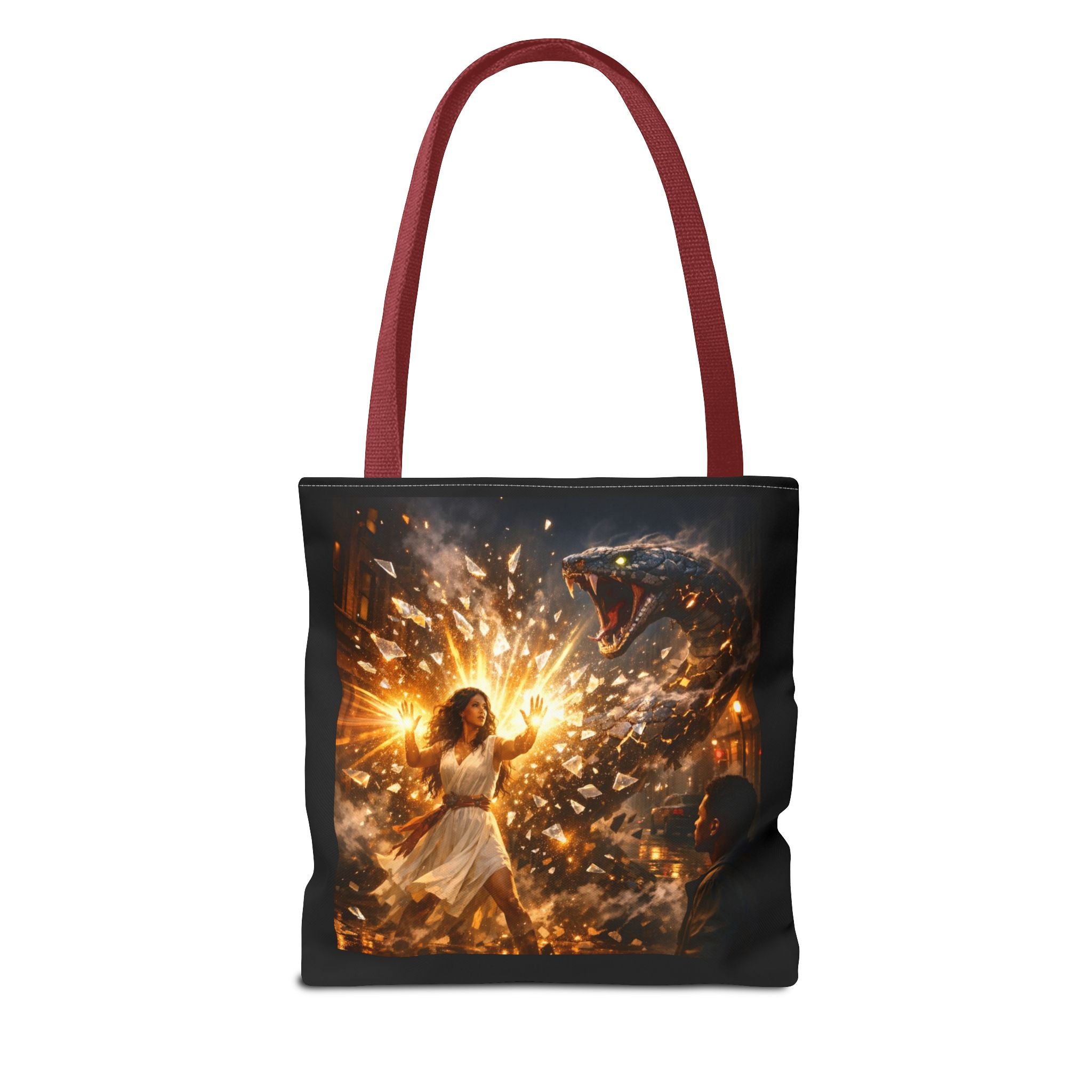 PRB Raging Serpent Burst tote bag | Fantasy serpent explosion art by Printify