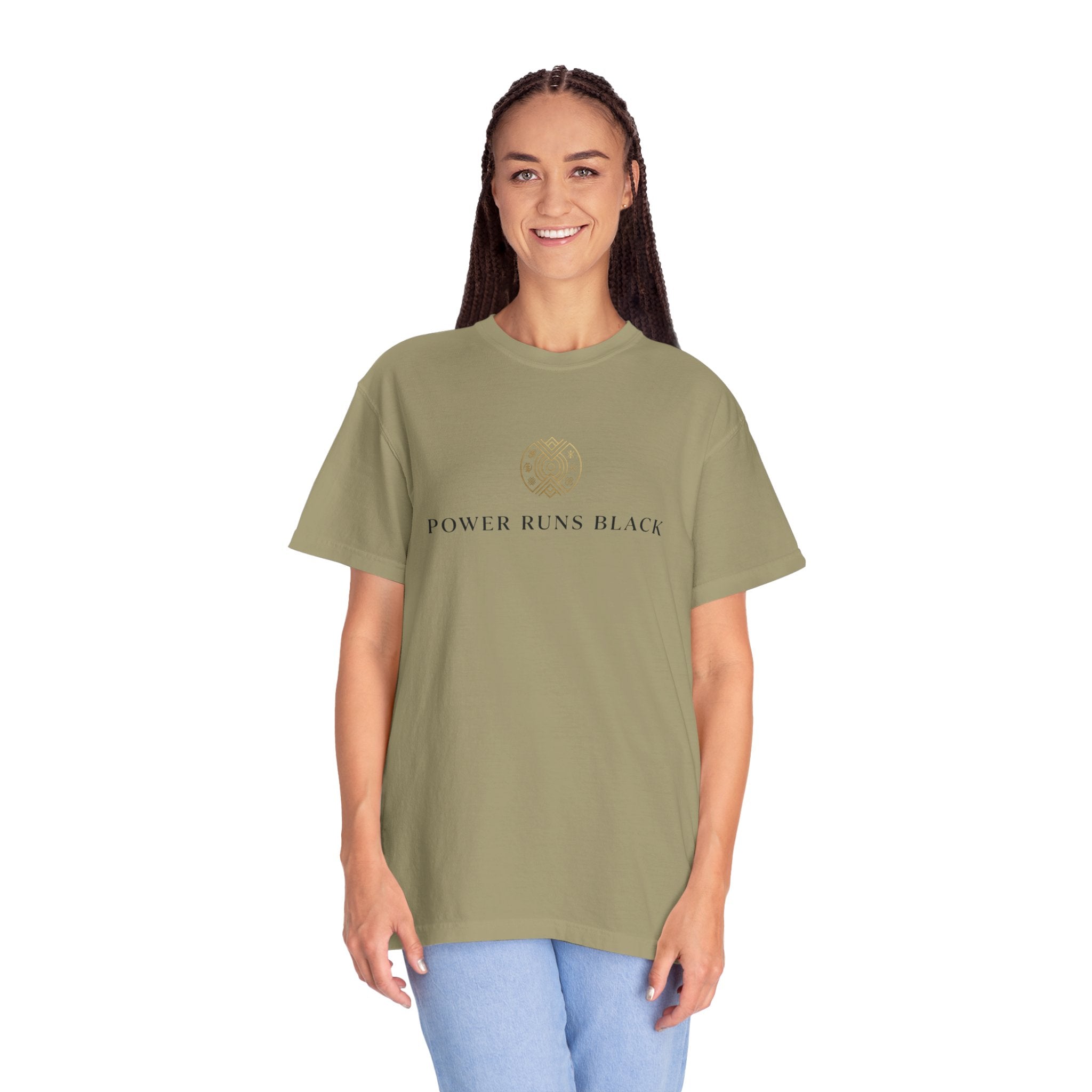 Power Runs Black PRB Graphic T-Shirt — Minimal Emblem Tee by Power Runs Black