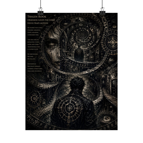 Power Runs Black Dark Surreal Poster — Spiral Dreamscape Matte Vertical Art Print by Power Runs Black