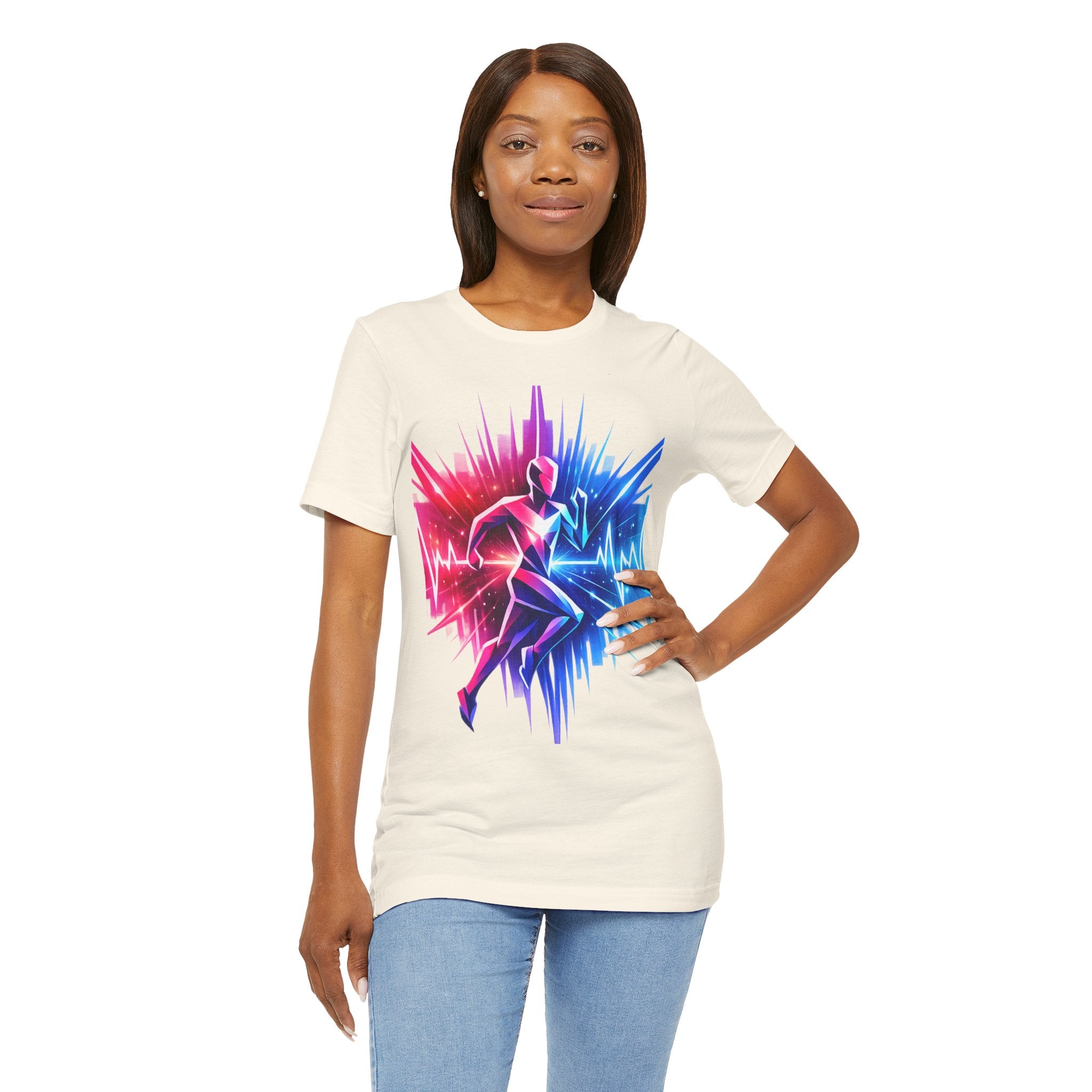Power Runs Black PRB Running Pulse Graphic Tee — Neon Runner Heartbeat Sports T‑Shirt by Power Runs Black