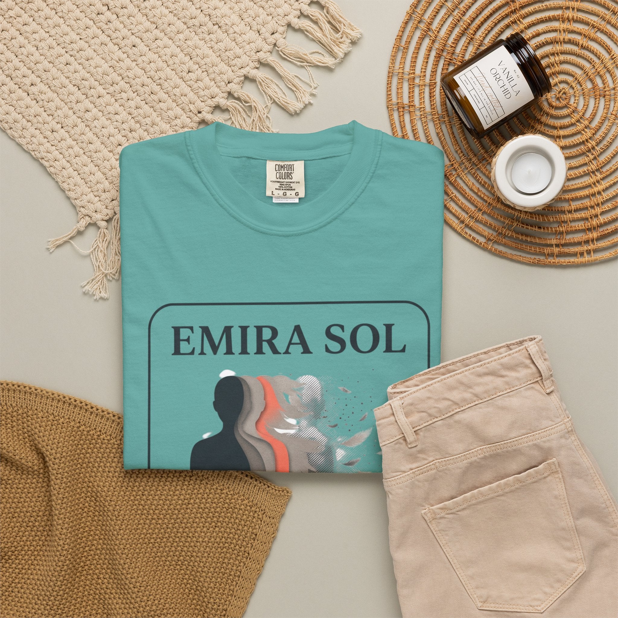 Power Runs Black PRB Emira Sol Graphic T-Shirt — Silhouette Art "Release Shadows" Tee by Printify