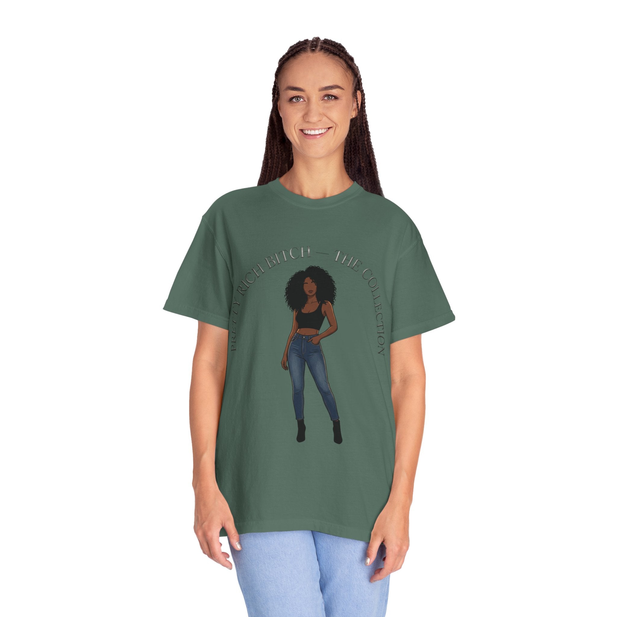 Pretty Rich Bitch The Collection by PRB Graphic Tee (Afro Curly Woman) by Power Runs Black
