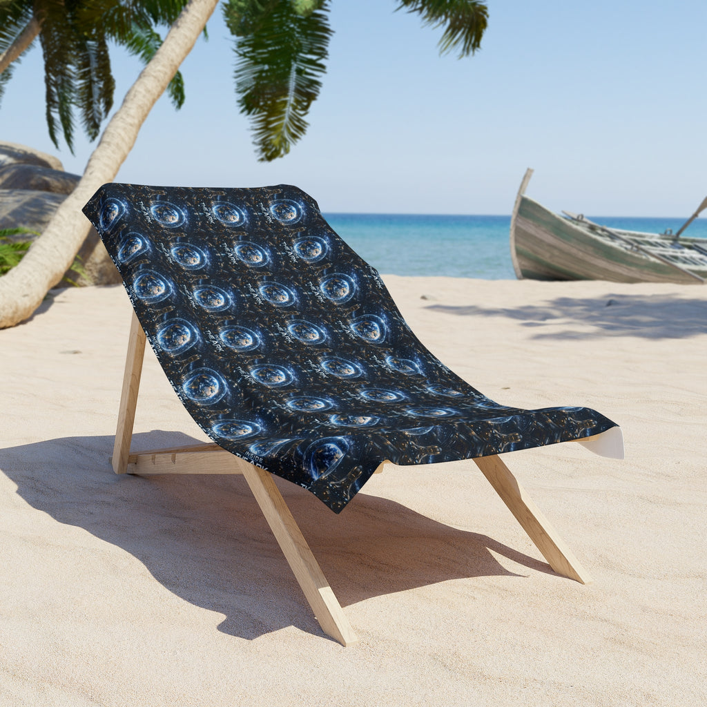 PRB Galaxy Vortex Beach Towel – Cosmic Spiral Pattern by Power Runs Black