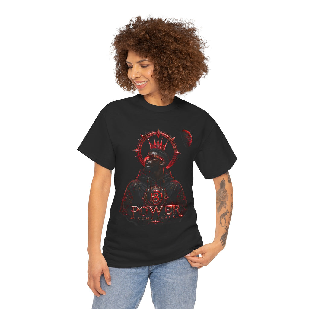 Power Runs Black Red Angel Graphics Tee by Printify