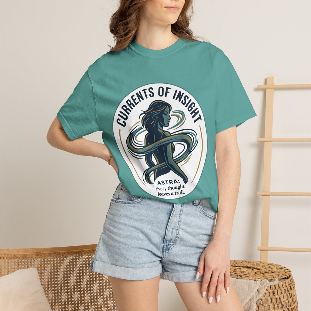 Power Runs Black Currents of Insight T-Shirt — 'Astra: Every thought leaves a trail' Graphic Tee by Power Runs Black