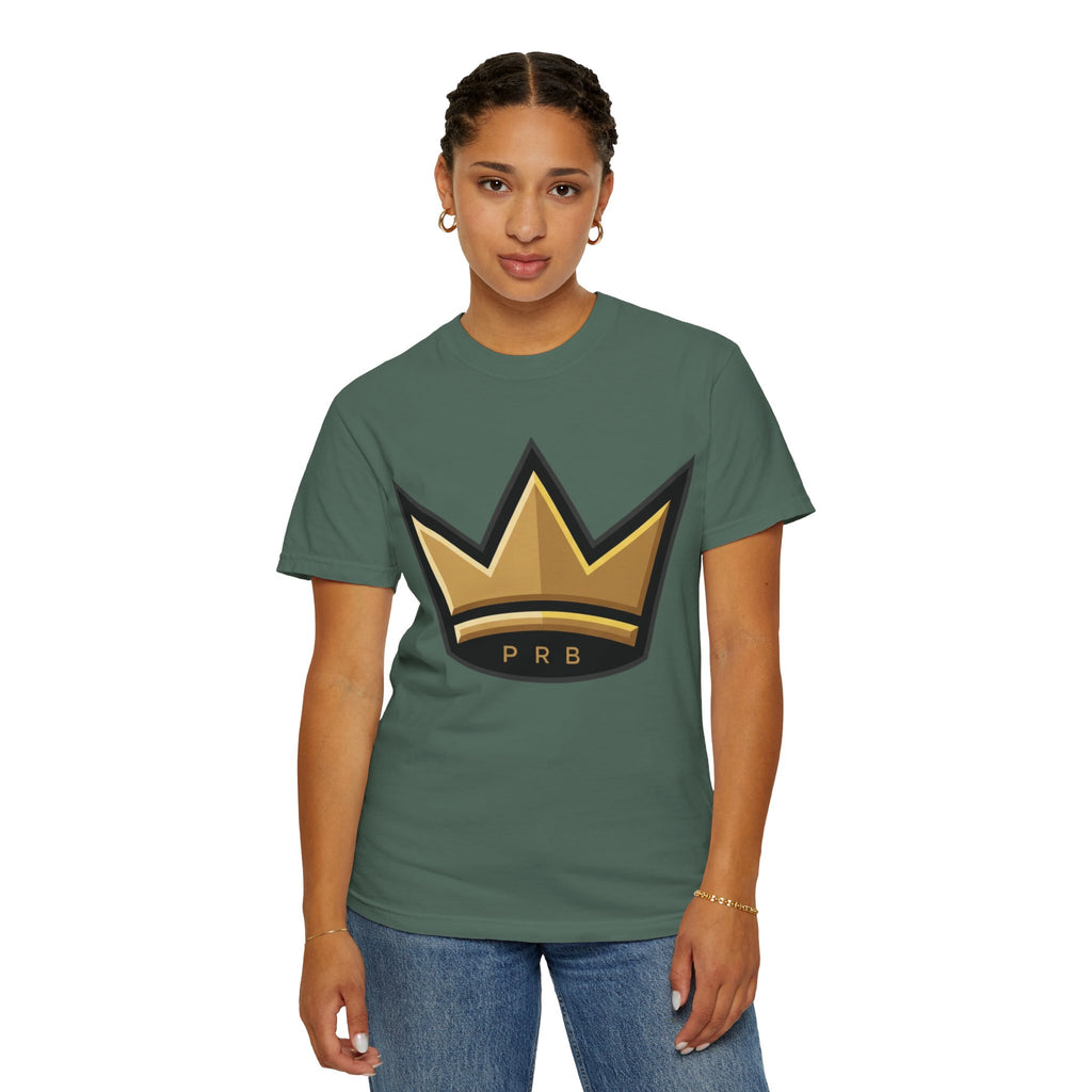 PRB Crown & Cosmos Graphic T-Shirt | Gold Royal Crest & Celestial Back by Printify