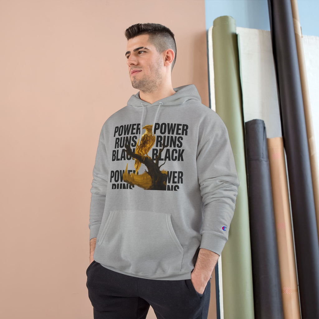 PRB Champion Hoodie — 'Power Runs Black' Golden Bird Graphic Pullover by Power Runs Black