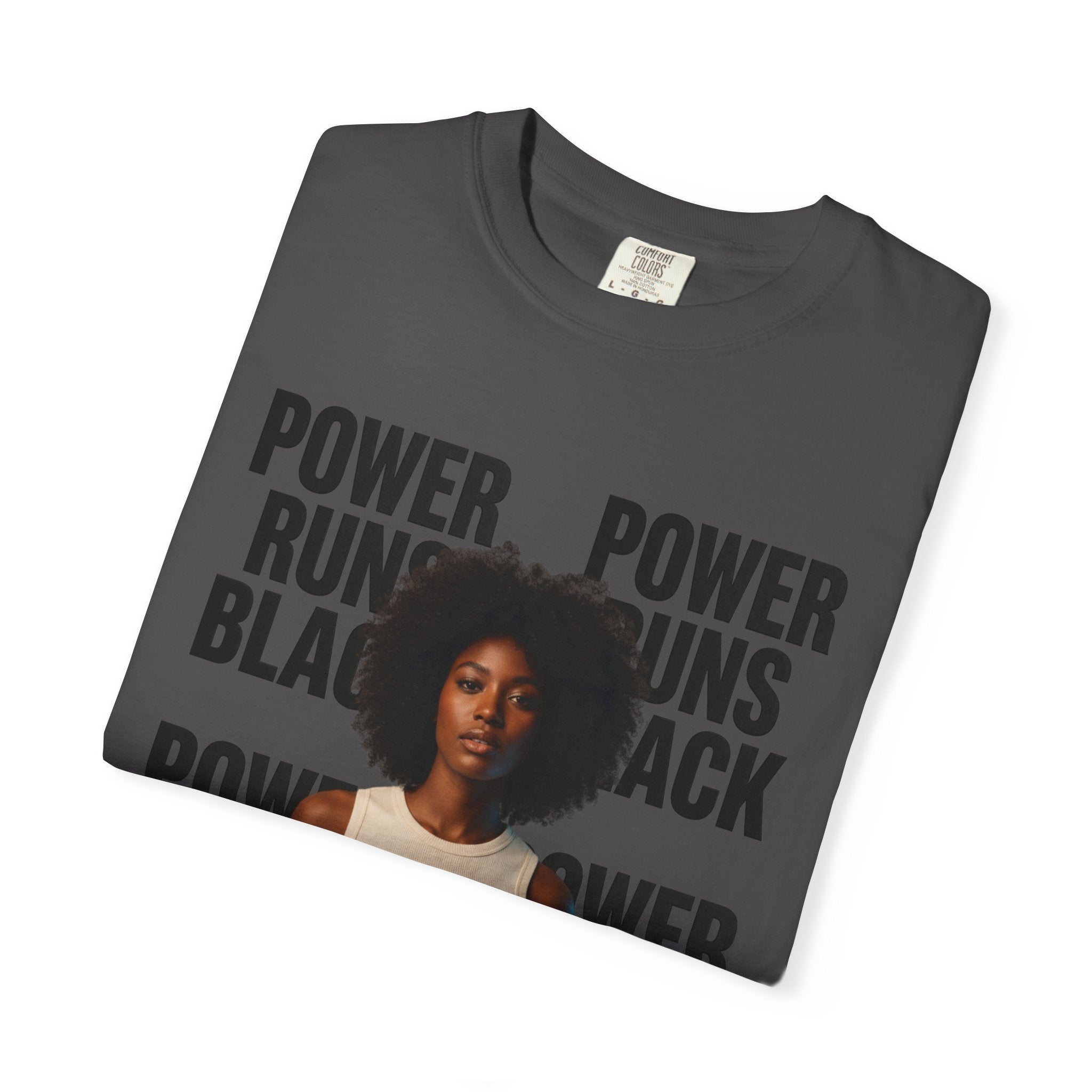 Power Runs Black PRB Power Runs Black T-Shirt — Empowerment Portrait Tee by Printify