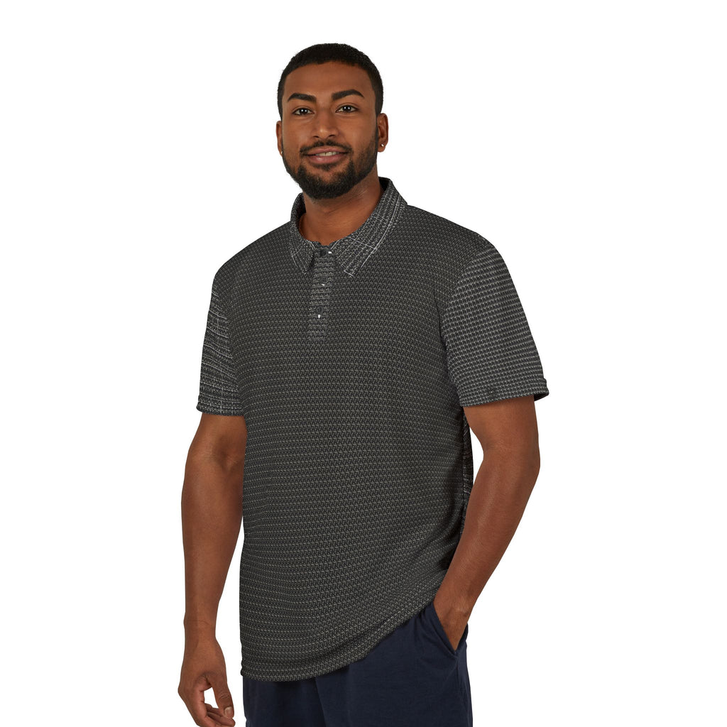 PRB Black Microstripe Polo Shirt by Power Runs Black