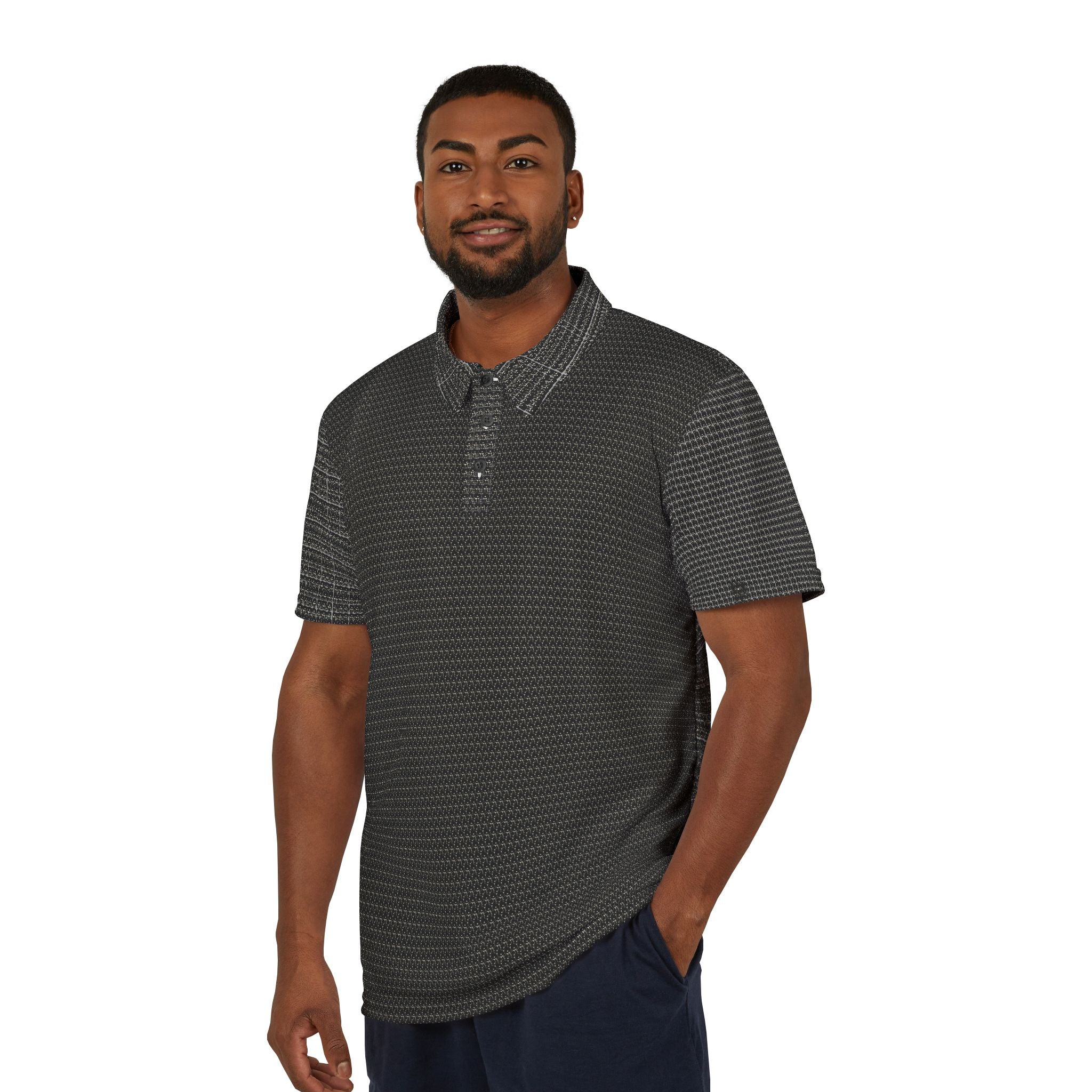 PRB Black Microstripe Polo Shirt by Power Runs Black