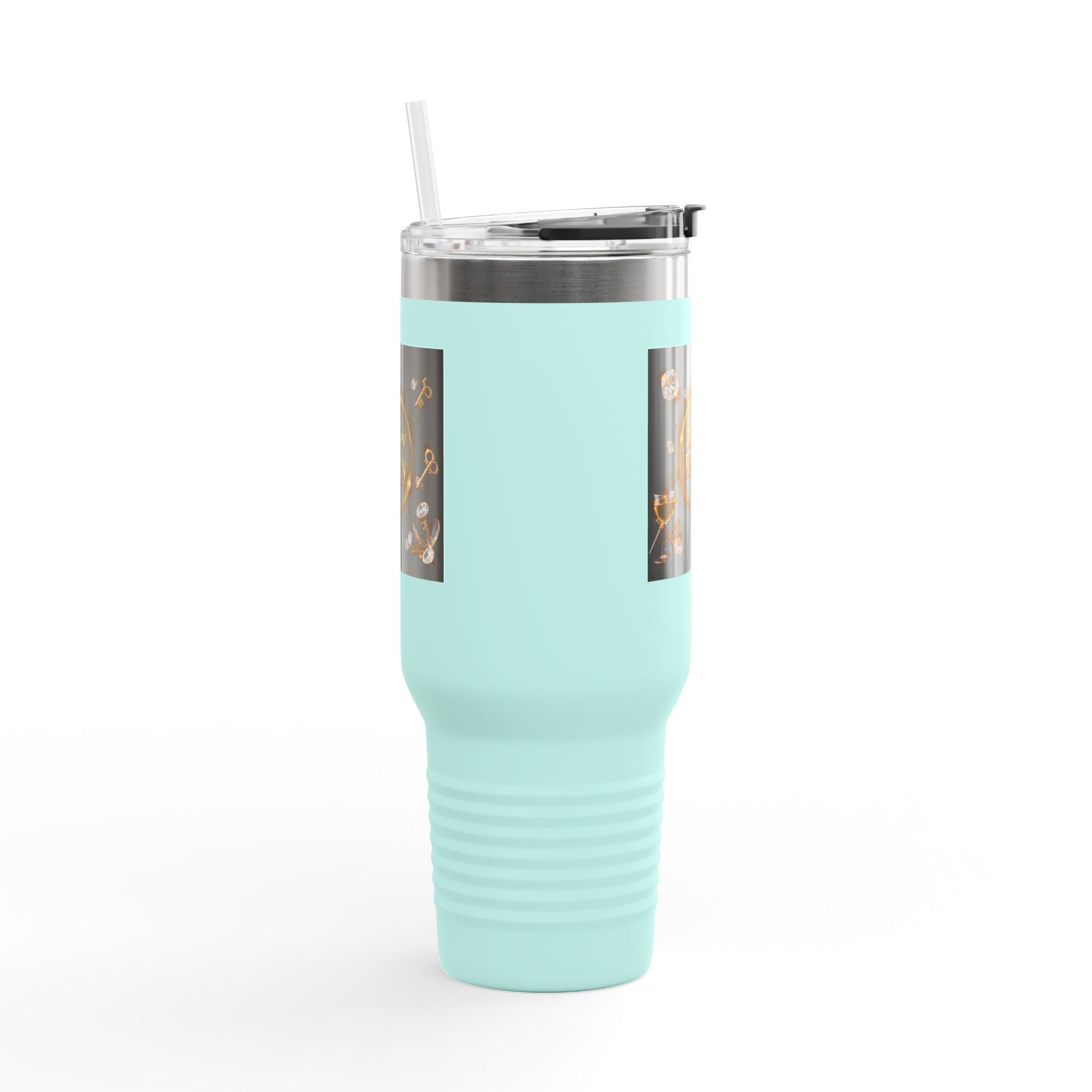 PRB 40oz Insulated Travel Mug — "Money Energy" Motivational Design by Printify