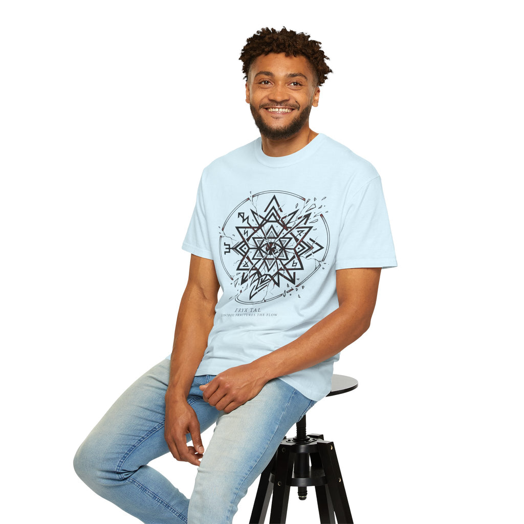 Power Runs Black PRB Eryx Tal Geometric Mandala T-Shirt — Symmetric Star Graphic Tee by Printify