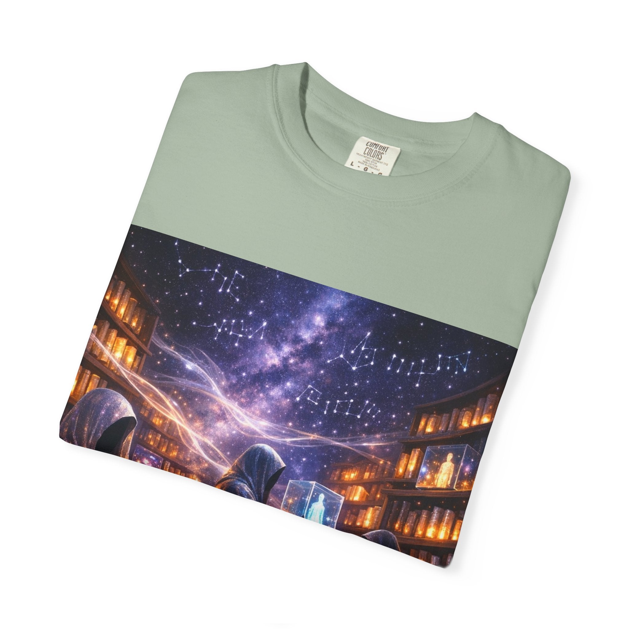 PRB Mystic Library Wizards T-Shirt — Cosmic Sorcerer Art Tee by Power Runs Black