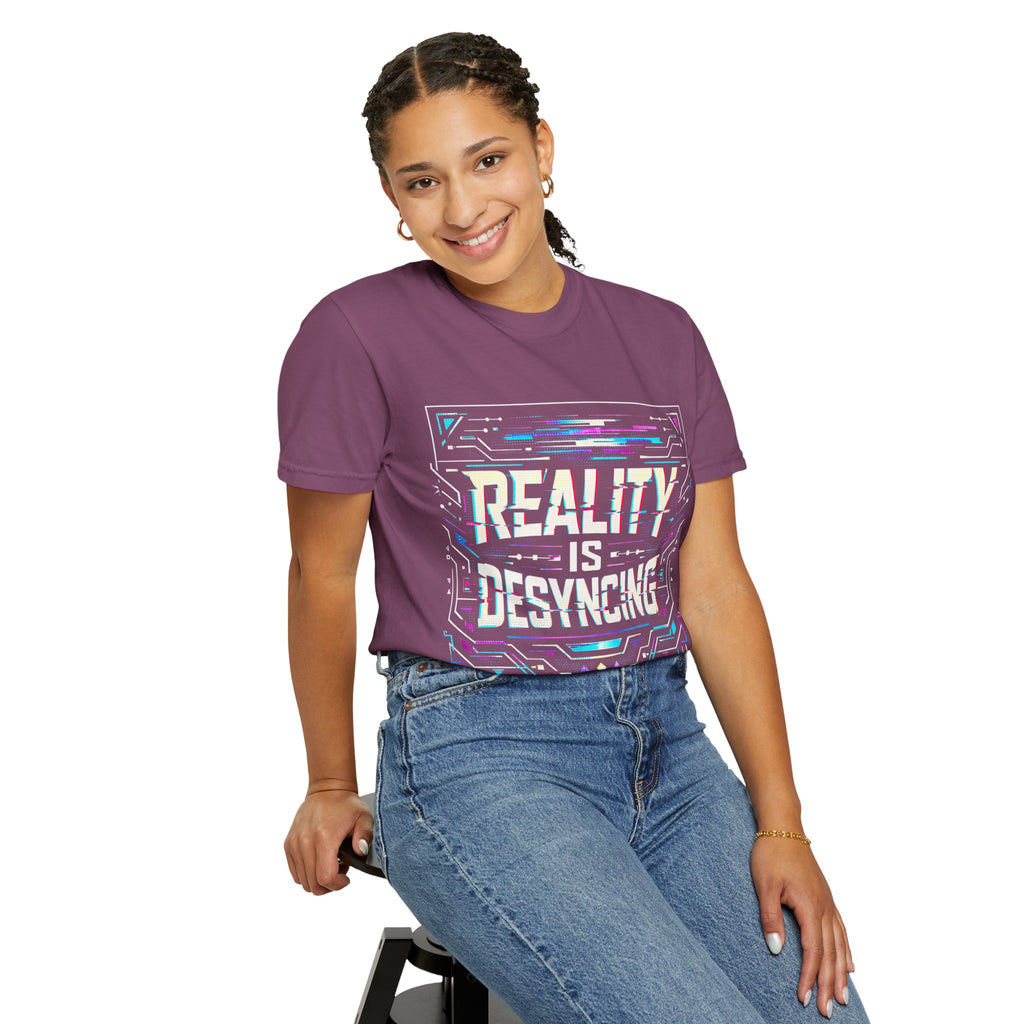 Power Runs Black PRB Glitchy Pastel "Reality Is Desyncing" T-Shirt by Printify