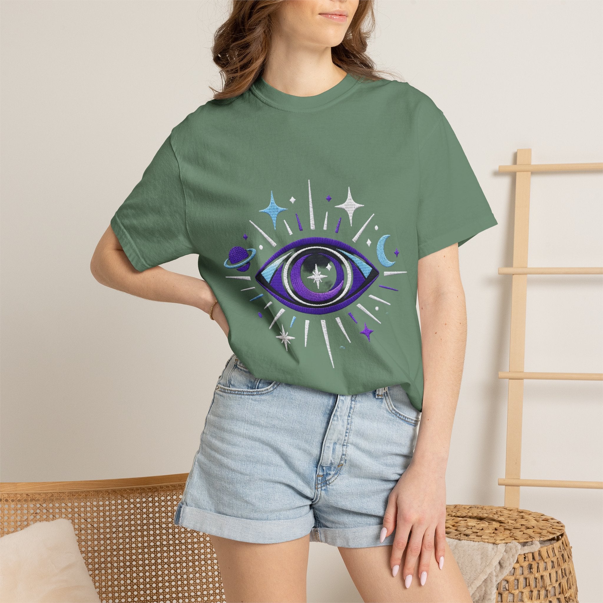PRB Mystic All-Seeing Eye T-shirt | Cosmic Moon and Stars by Printify