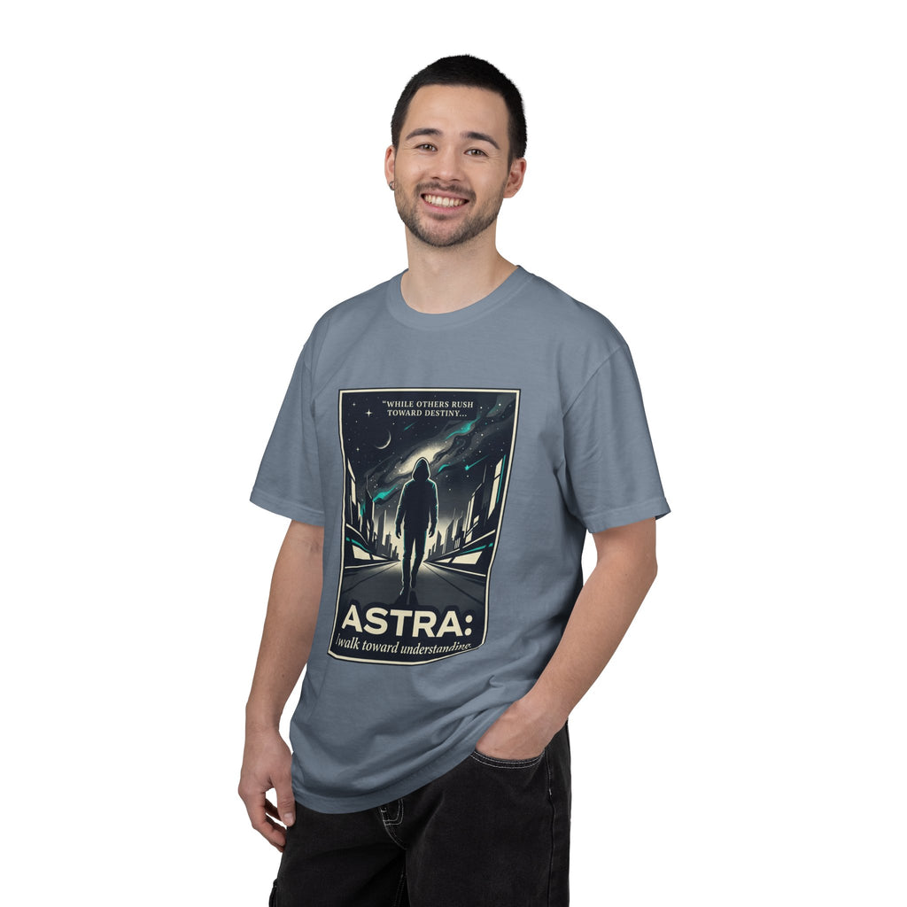 Power Runs Black Astra Sci‑Fi Graphic T-Shirt — "I walk toward understanding" Poster Design by Power Runs Black