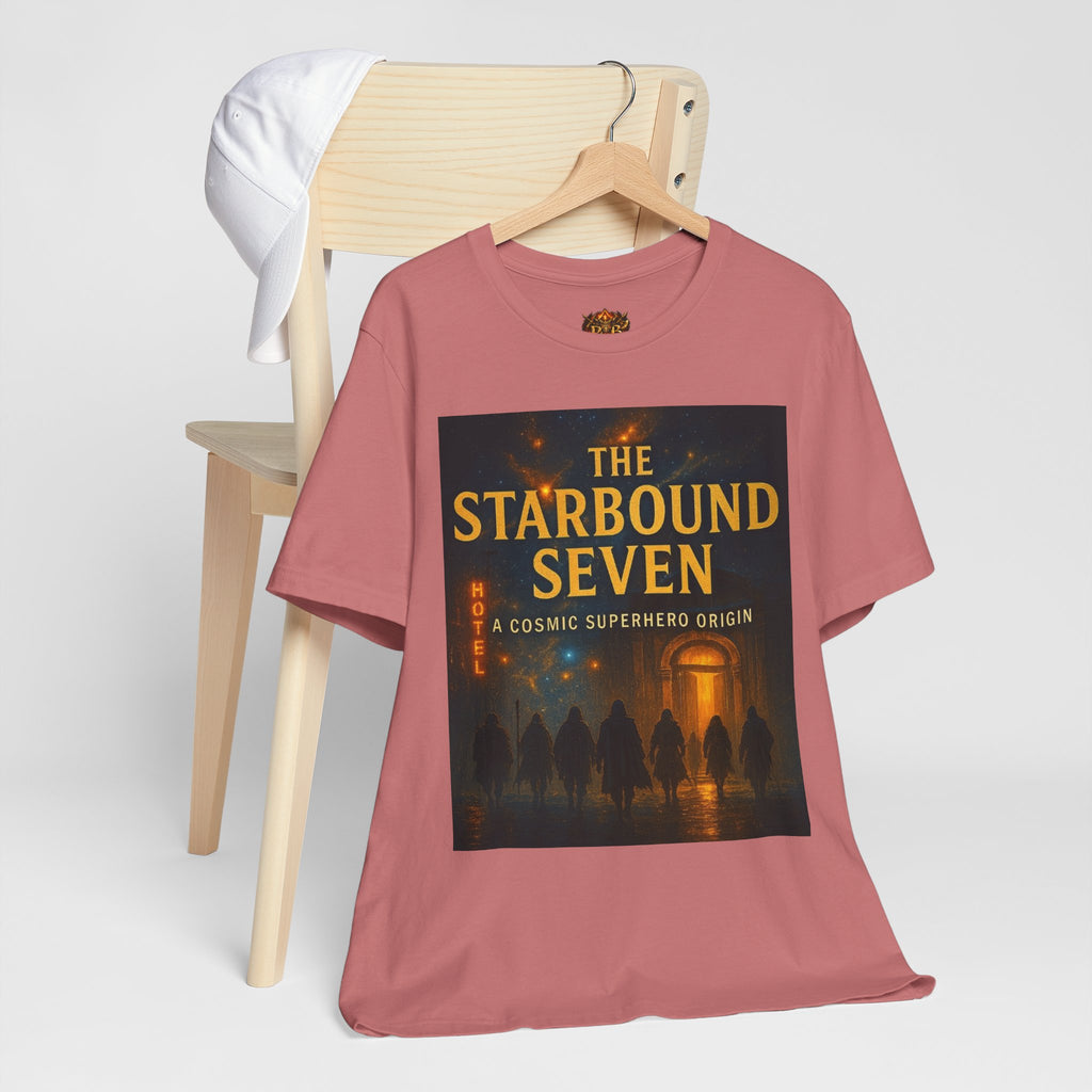 Power Runs Black PRB The Starbound Seven Tee – Retro Cosmic Superhero Poster Shirt by Power Runs Black