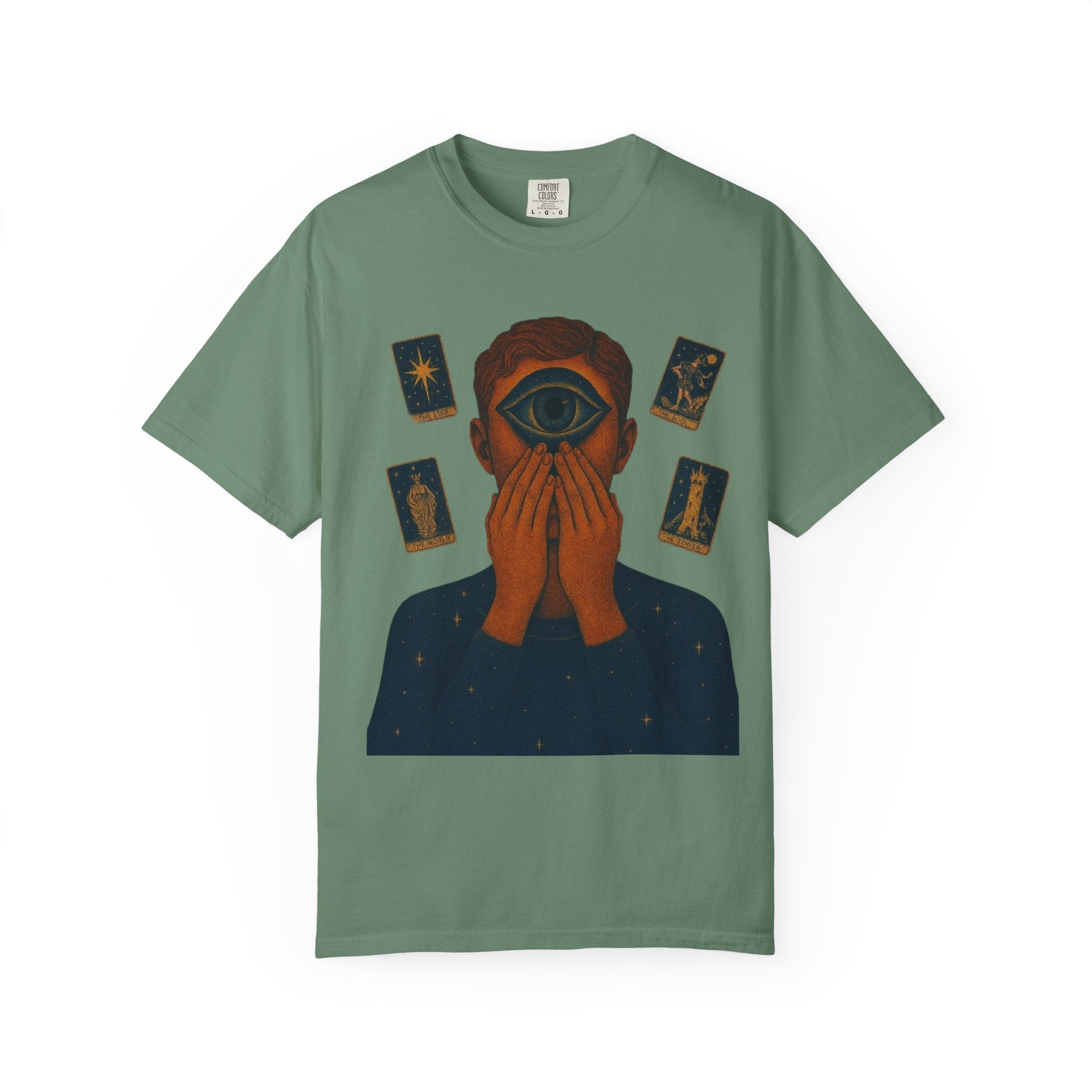 PRB Third Eye Tarot Illustration T-shirt | Occult Mystic Artwork by Power Runs Black