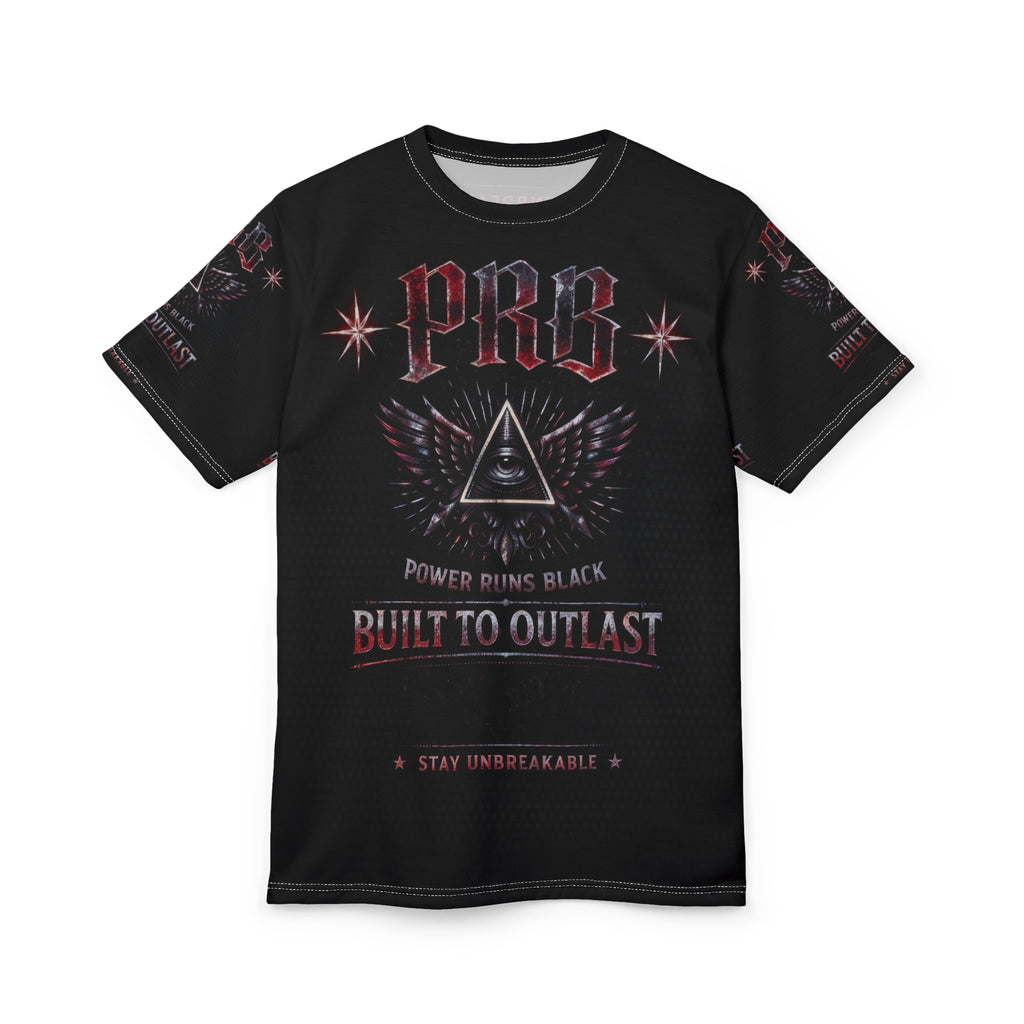 PRB Built to Outlast Tee — PRB Power Runs Black Graphic Shirt by Printify
