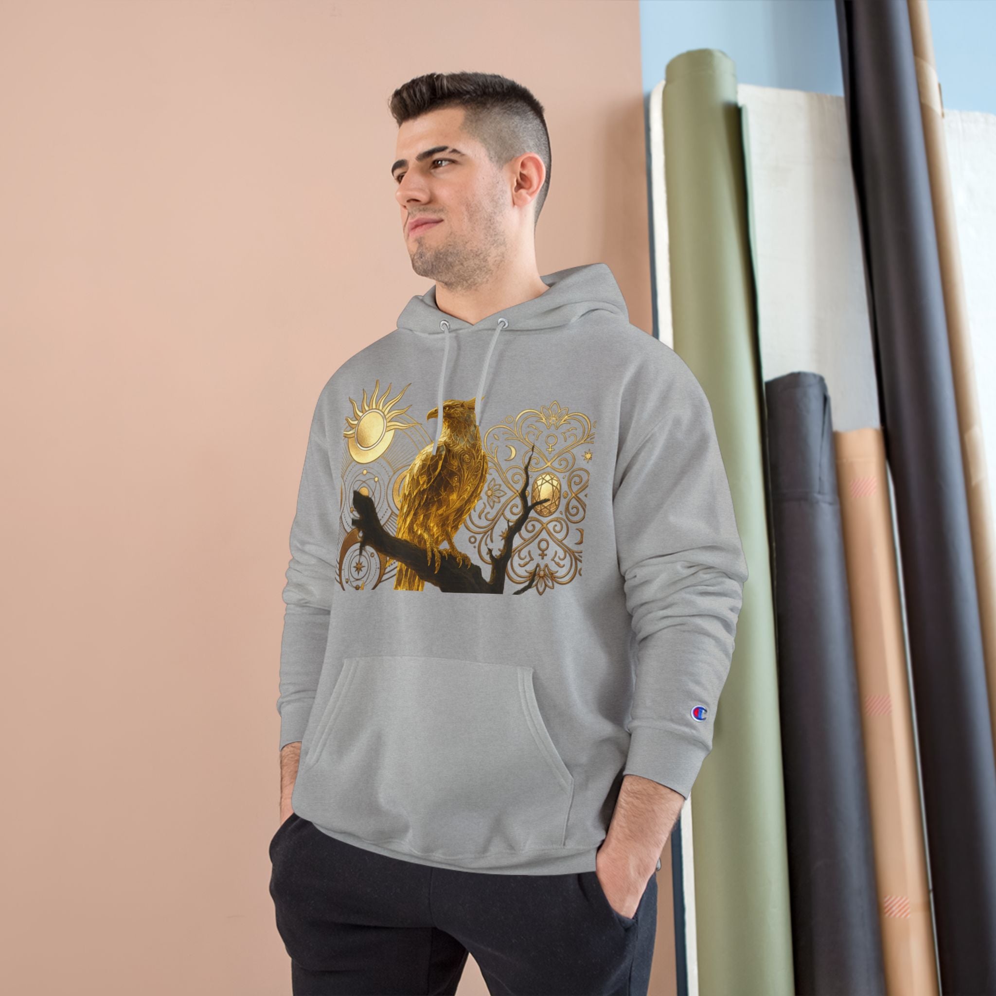 PRB Golden Owl Sundial Graphic Champion Hoodie by Power Runs Black