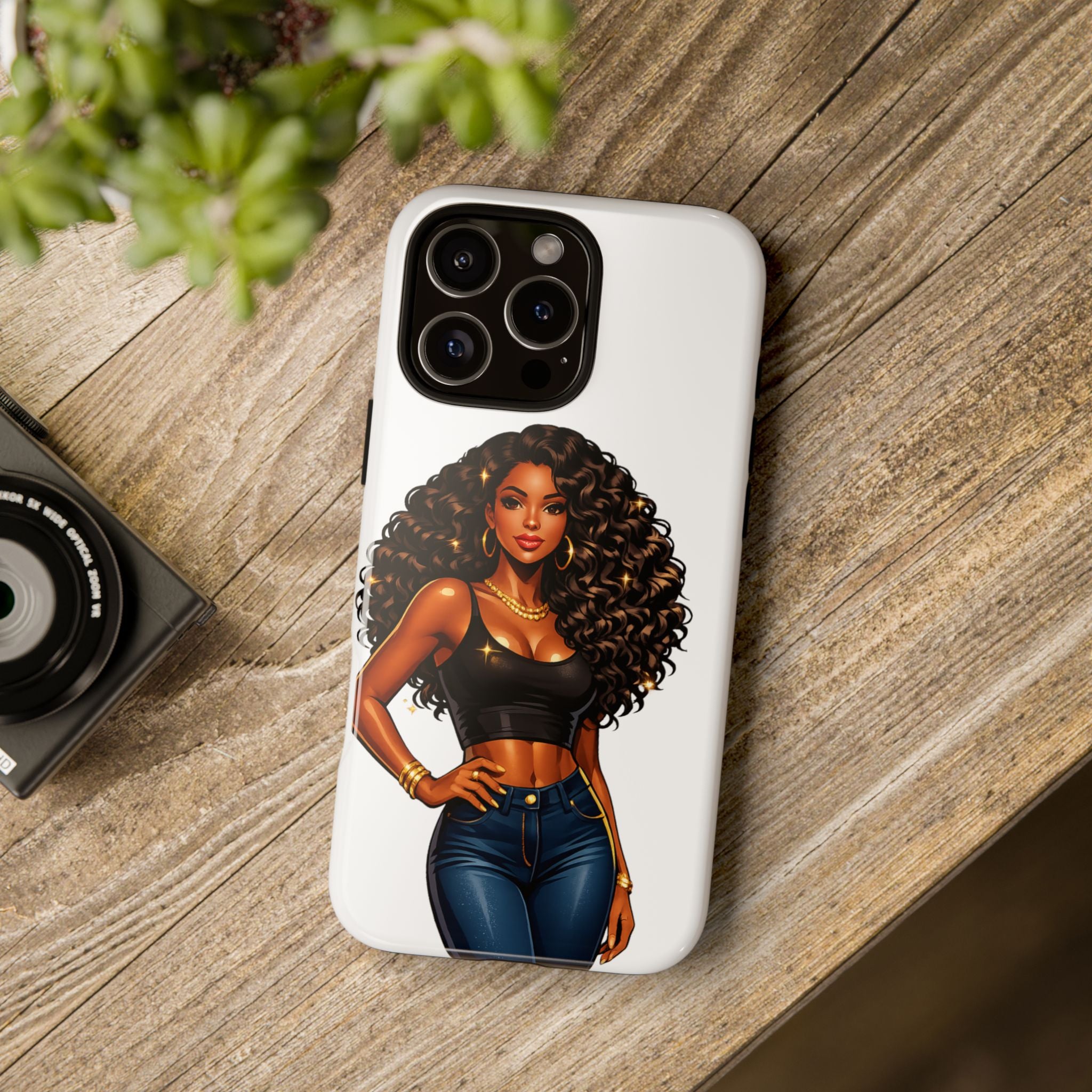 Pretty Rich Bitch by PRB Curly Hair Phone Case by Power Runs Black