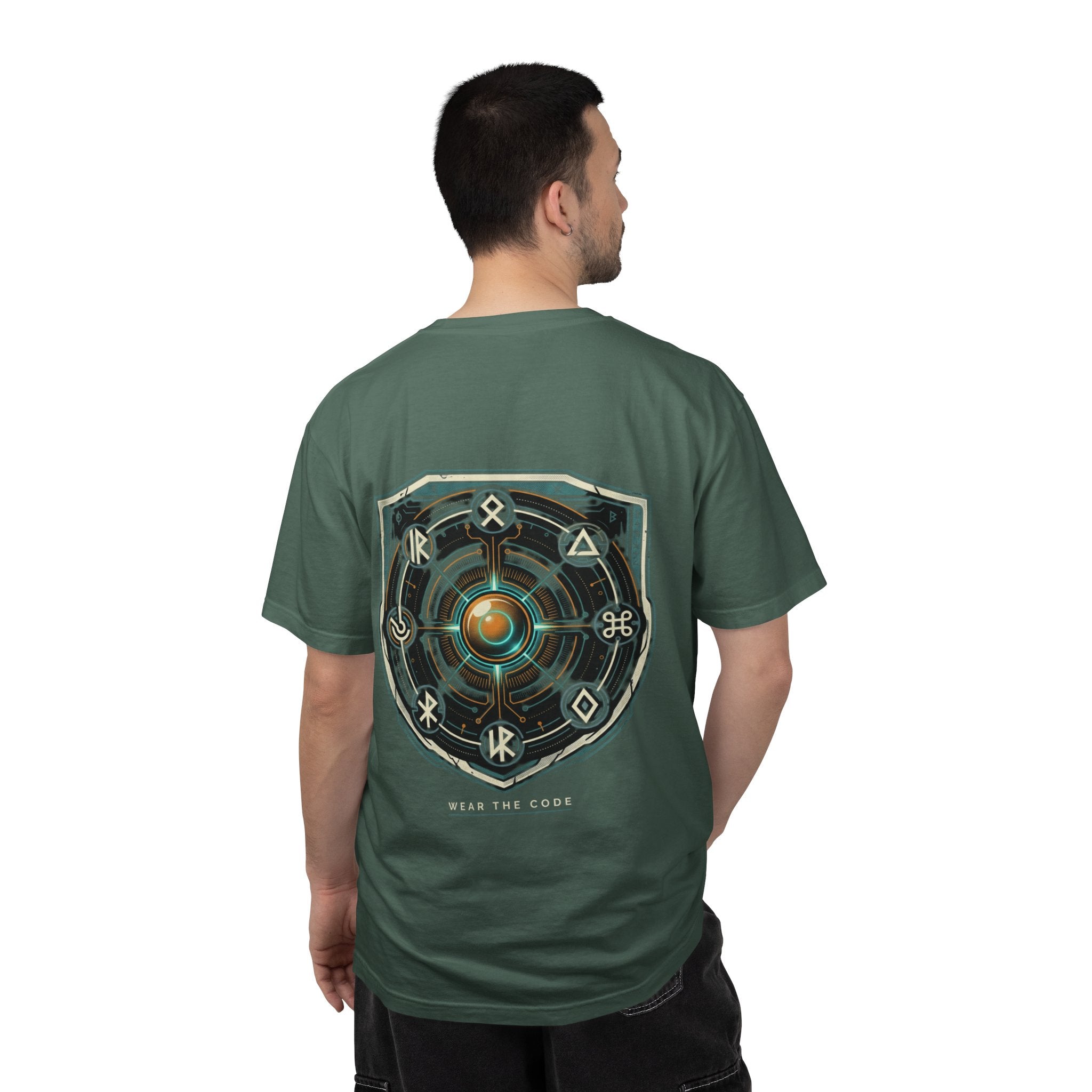 Power Runs Black PRB "Wear The Code" Mystic Shield T-Shirt — Geometric Sigil Graphic Tee by Printify