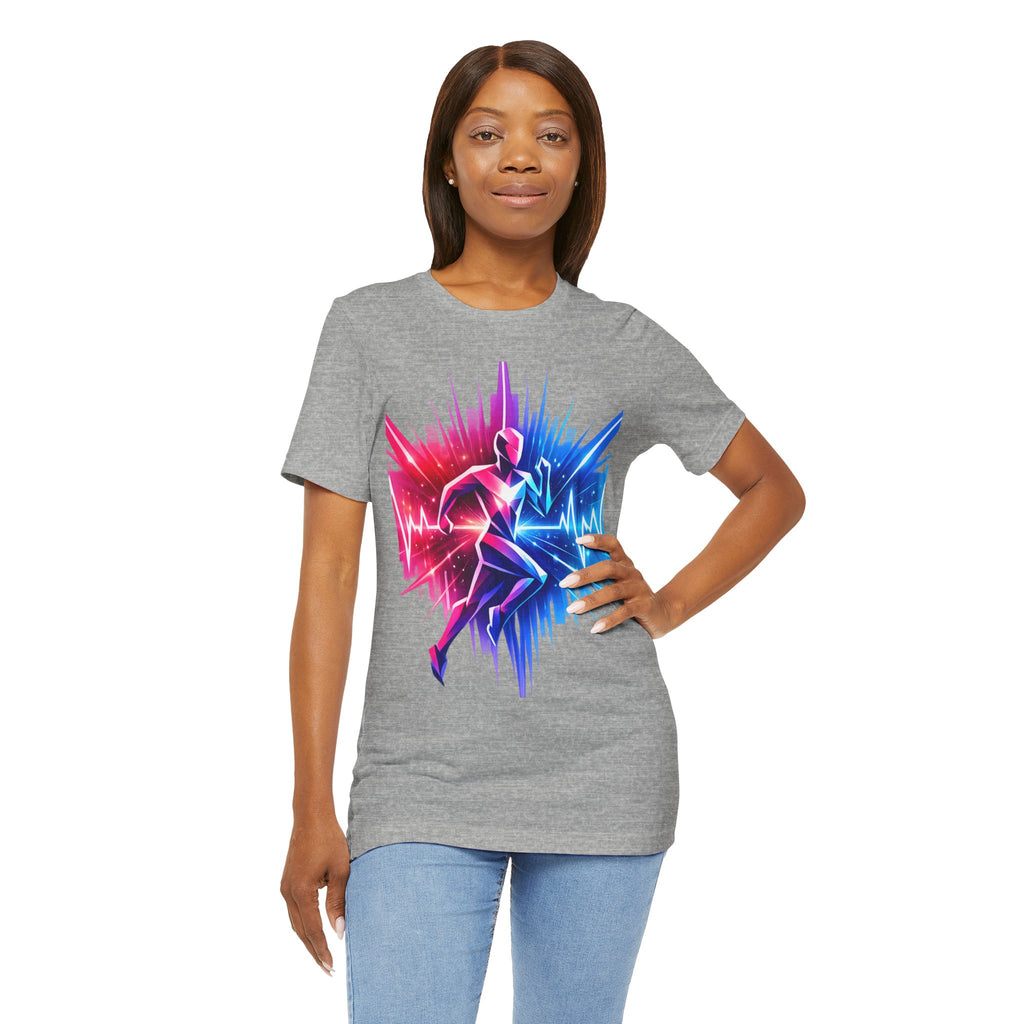 Power Runs Black PRB Running Pulse Graphic Tee — Neon Runner Heartbeat Sports T‑Shirt by Power Runs Black