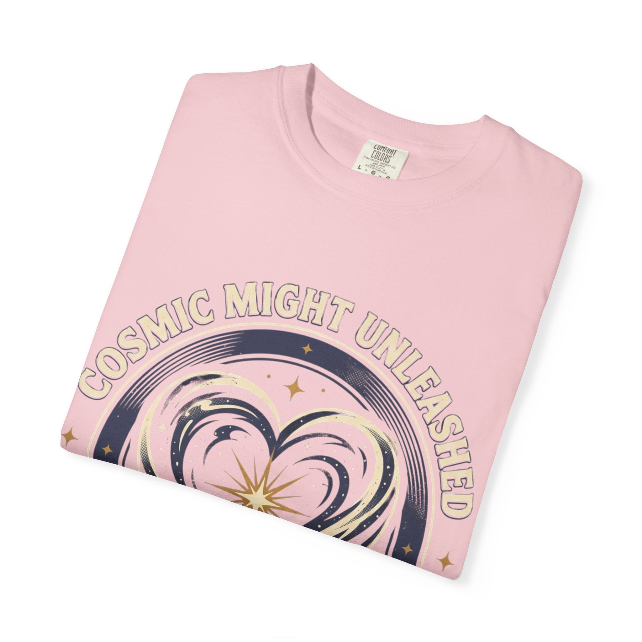 PRB Starforged Flex Cosmic Might Unleashed Heart Graphic T-Shirt — "Cosmic Might Unleashed" Astral Design by Power Runs Black