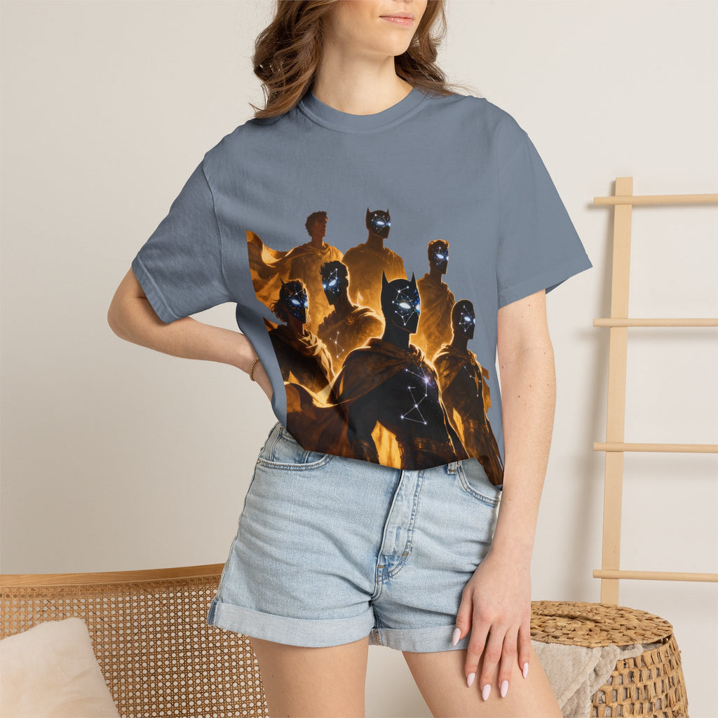 PRB Cosmic Heroes Graphic Tee (Golden Cloaks & Starry Faces) by Printify