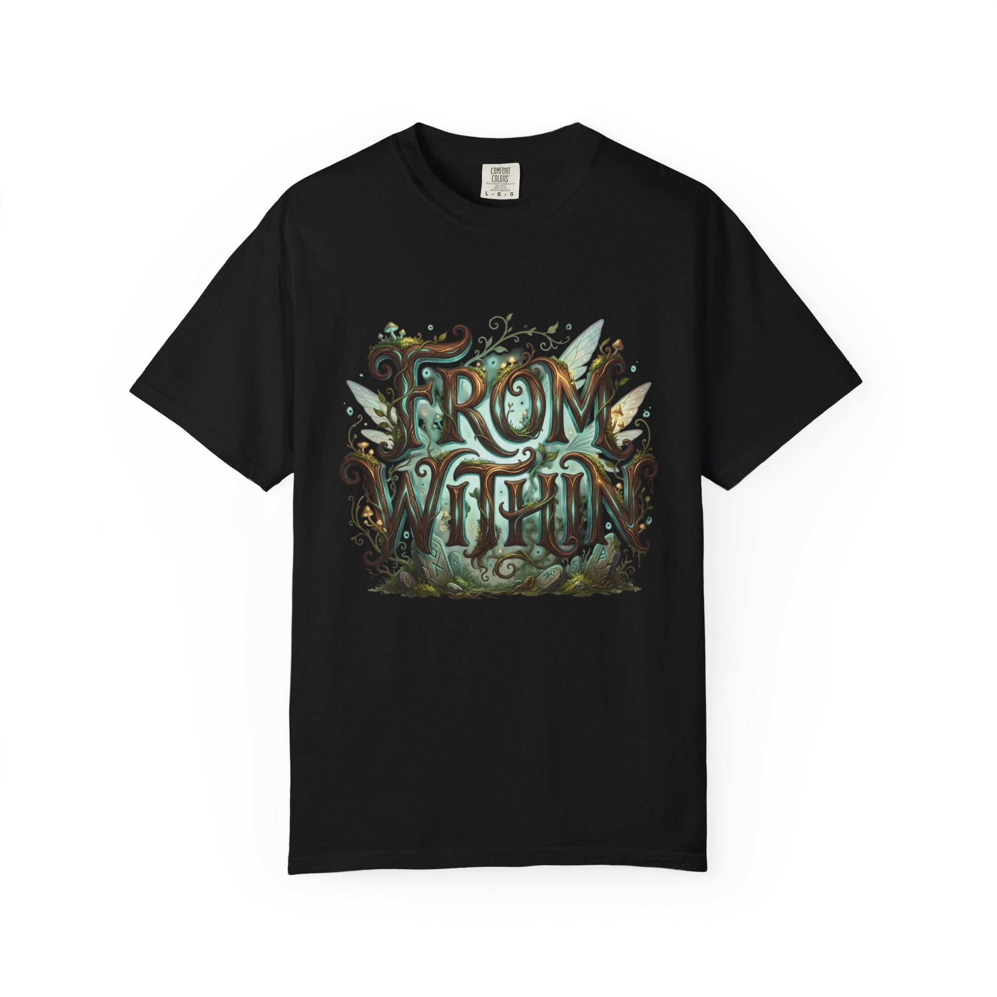 Power Runs Black PRB From Within T-shirt | Nature Typography Forest Illustration by Printify
