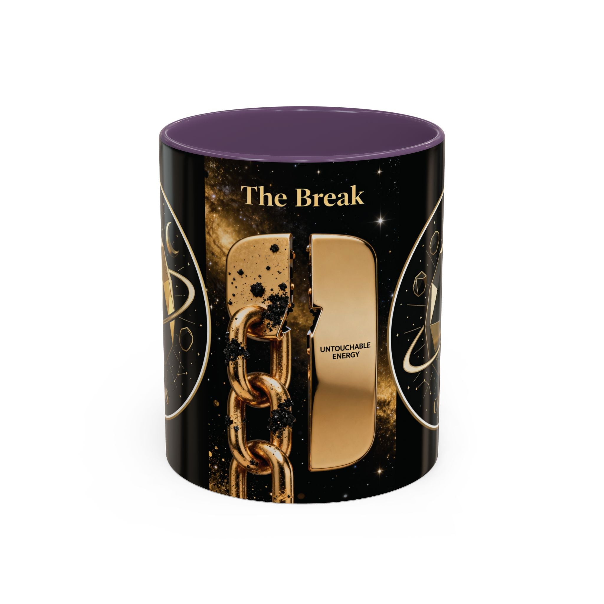 PRB Gold Cosmos Design Accent Coffee Mug | The Break, Planet Illustration by Printify