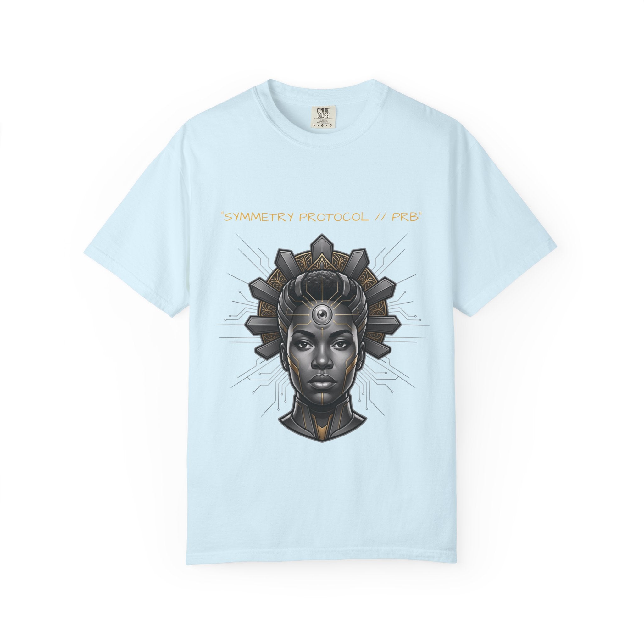 Printify PRB Afrofuturist Crowned Woman T-shirt | Sci‑Fi Portrait Tee - T-Shirt