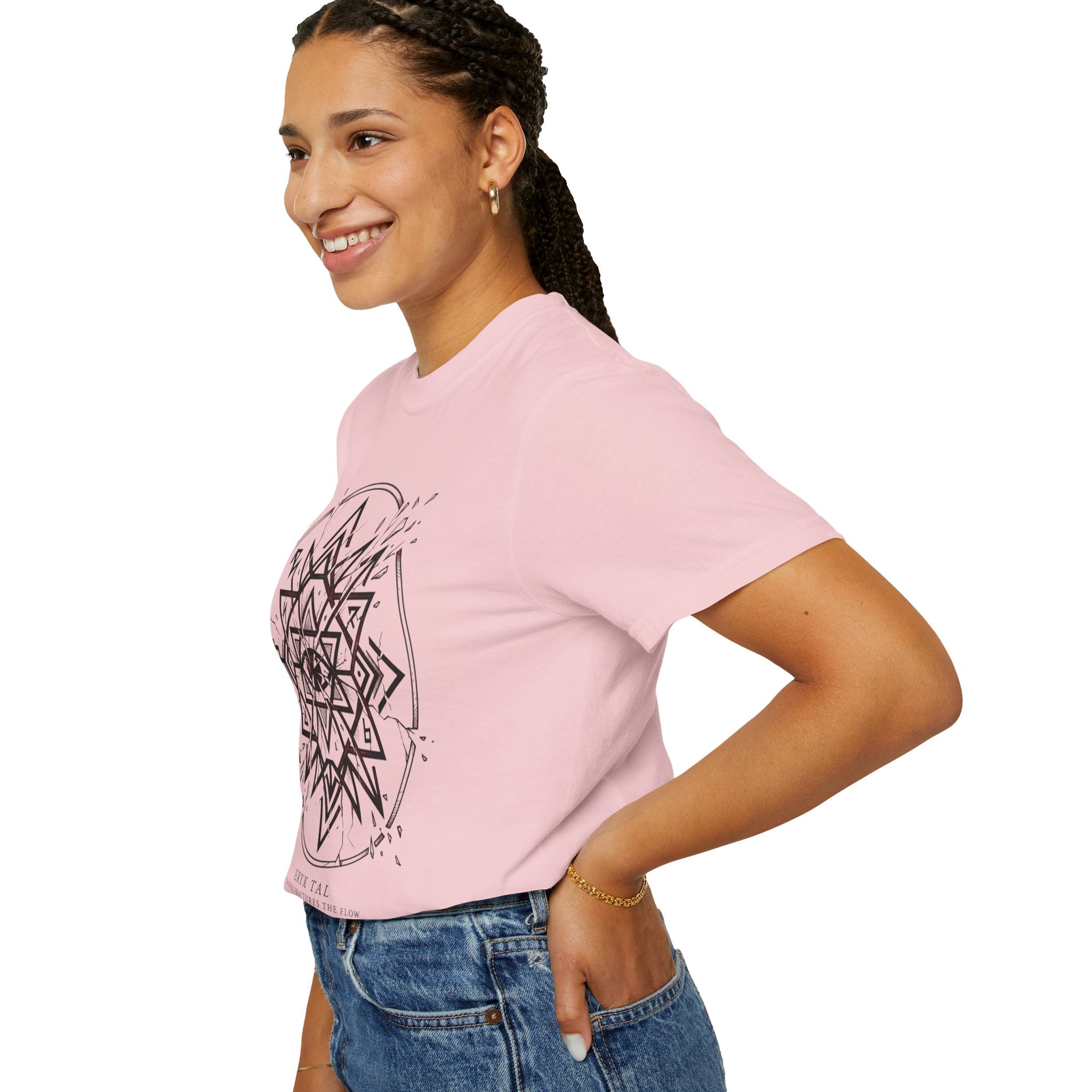 Power Runs Black PRB Eryx Tal Geometric Mandala T-Shirt — Symmetric Star Graphic Tee by Power Runs Black