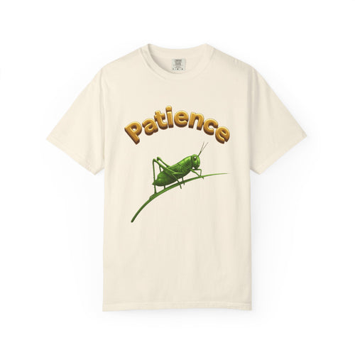 PRB Patience Grasshopper T-shirt | Green Grasshopper Illustration, Positive Quote by Printify