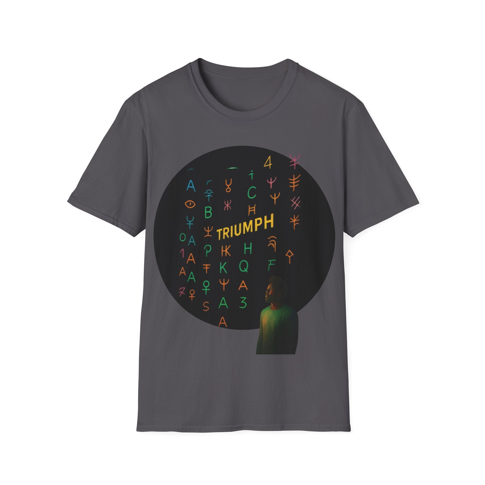 PRB Triumph Afro Hair Silhouette T-Shirt | Black Hair Alphabet Design by Printify
