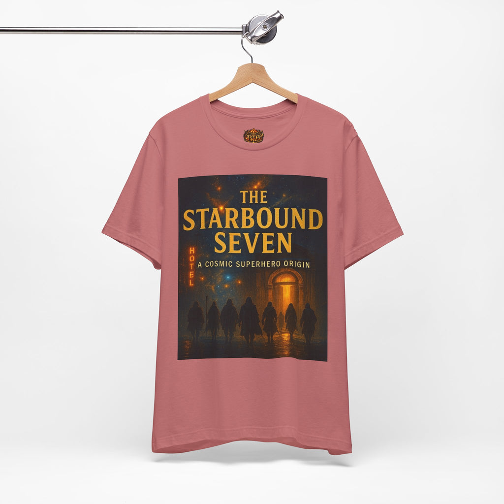 Power Runs Black PRB The Starbound Seven Tee – Retro Cosmic Superhero Poster Shirt by Power Runs Black